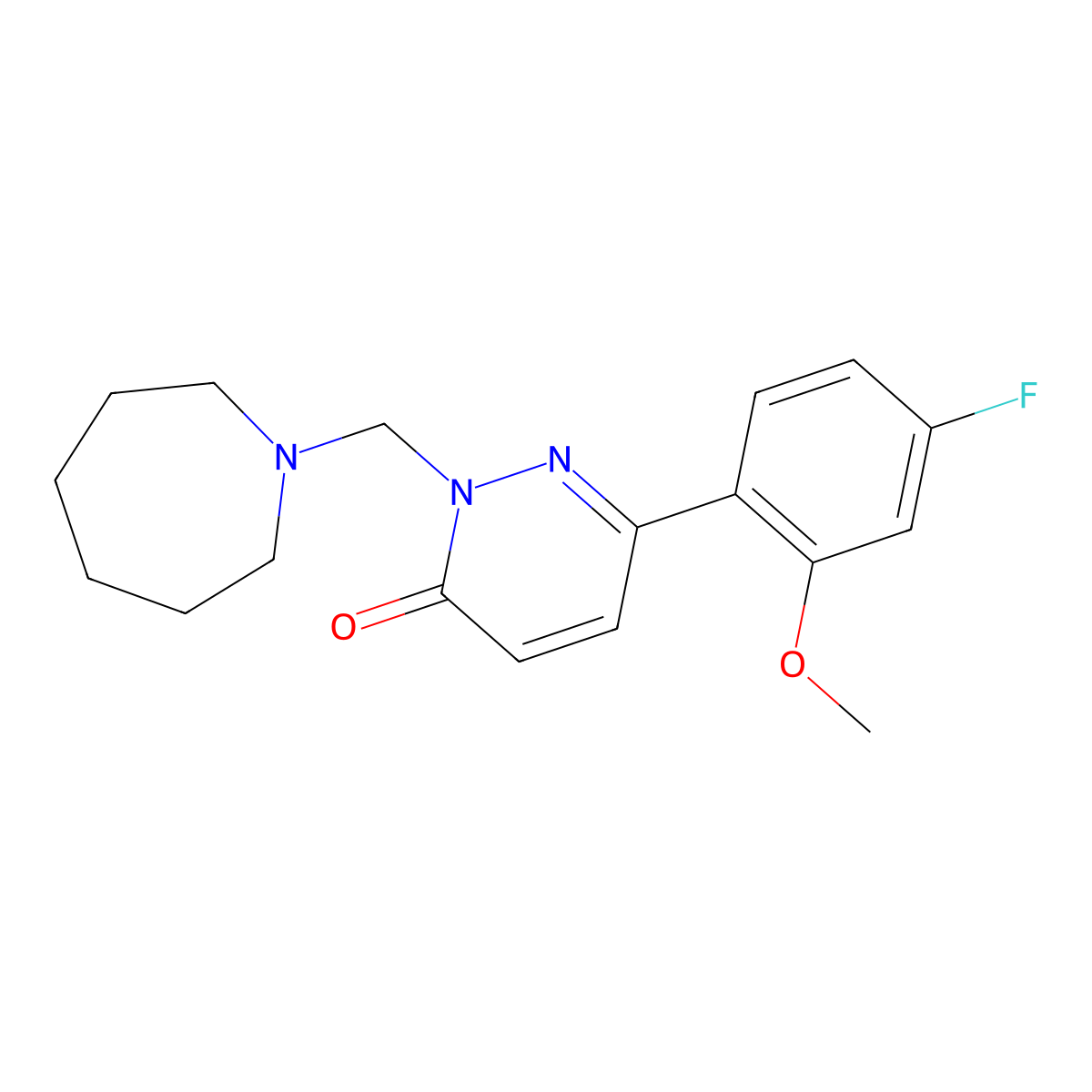 2-(azepan-1-ylmethyl)-6-(4-fluoro-2-methoxyphenyl)pyridazin-3(2H)-one molecular structure, CAS 1351698-72-0