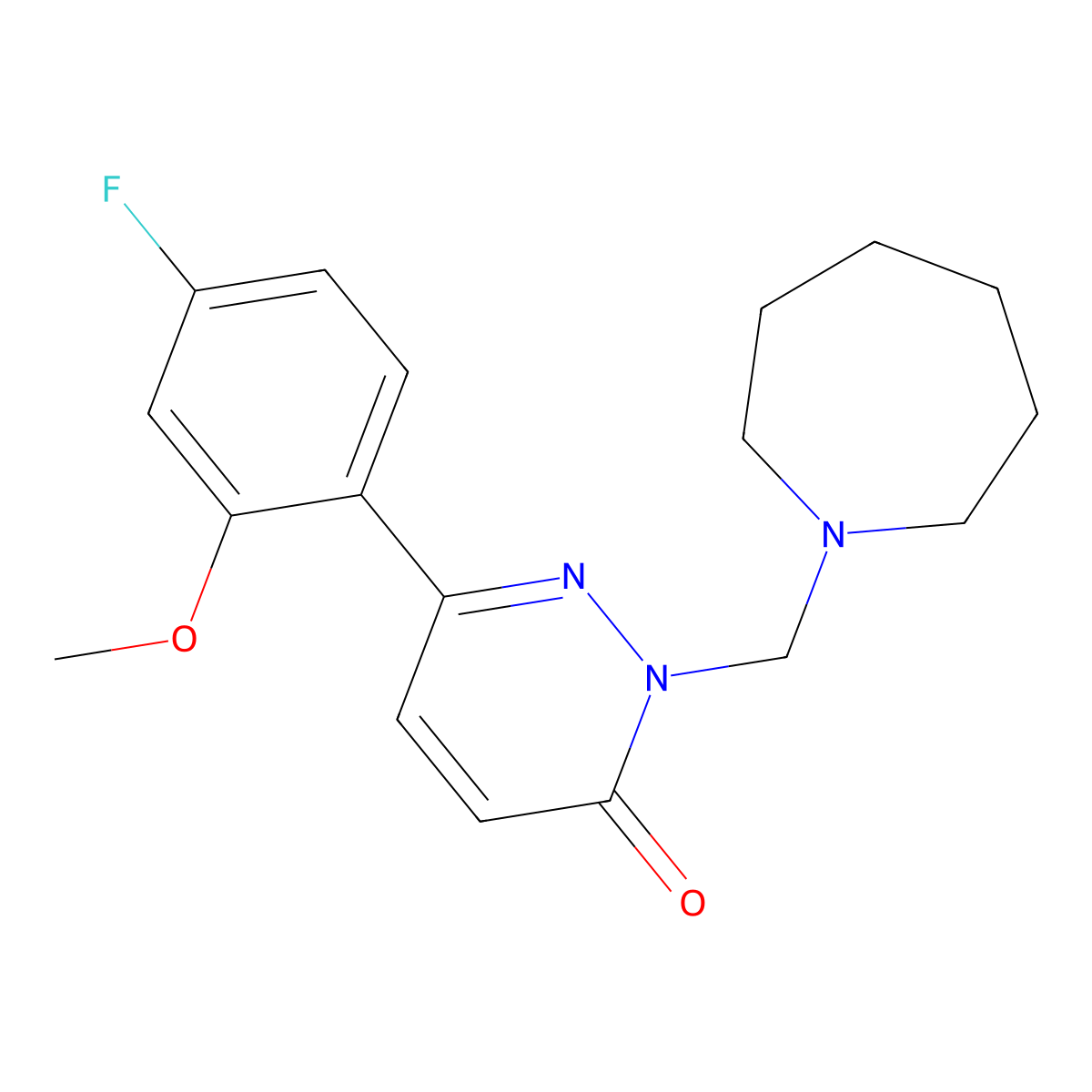 2-(azepan-1-ylmethyl)-6-(4-fluoro-2-methoxyphenyl)pyridazin-3(2H)-one molecular structure, CAS 1351698-72-0
