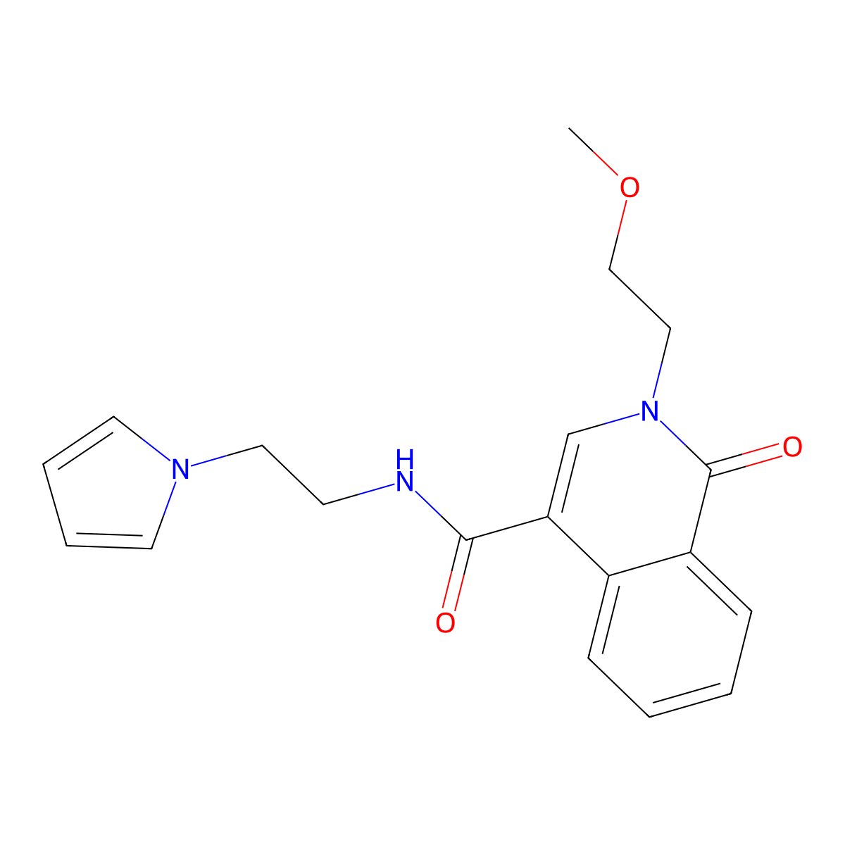 2-(2-methoxyethyl)-1-oxo-N-[2-(1H-pyrrol-1-yl)ethyl]-1,2-dihydroisoquinoline-4-carboxamide molecular structure, CAS 1351698-75-3