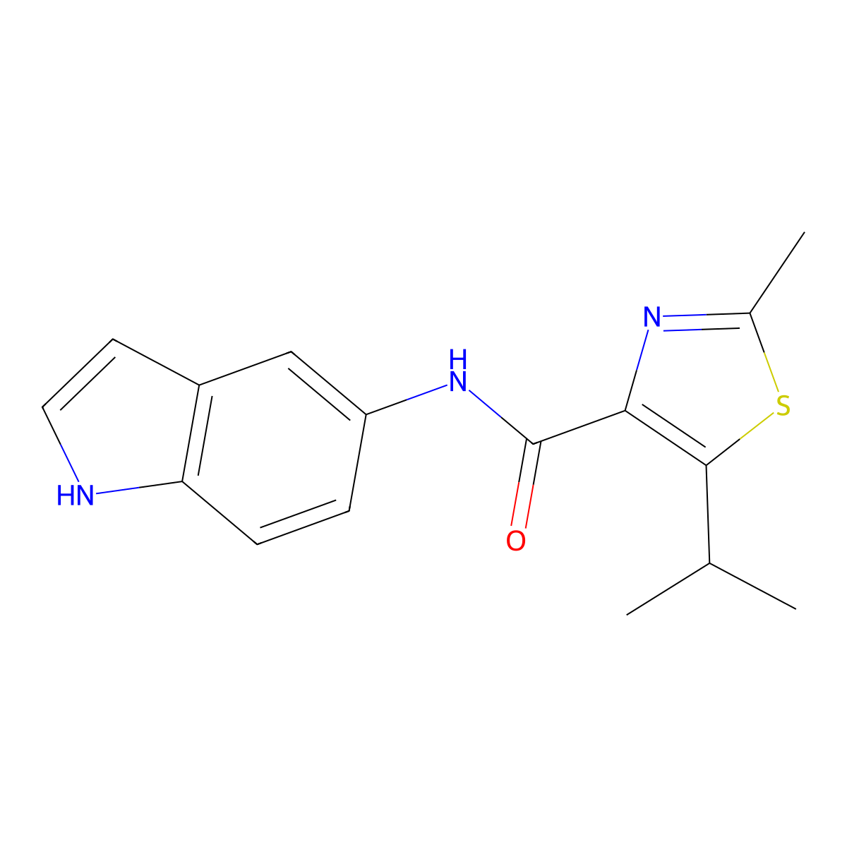 N-(1H-indol-5-yl)-5-isopropyl-2-methyl-1,3-thiazole-4-carboxamide molecular structure, CAS 1351698-76-4