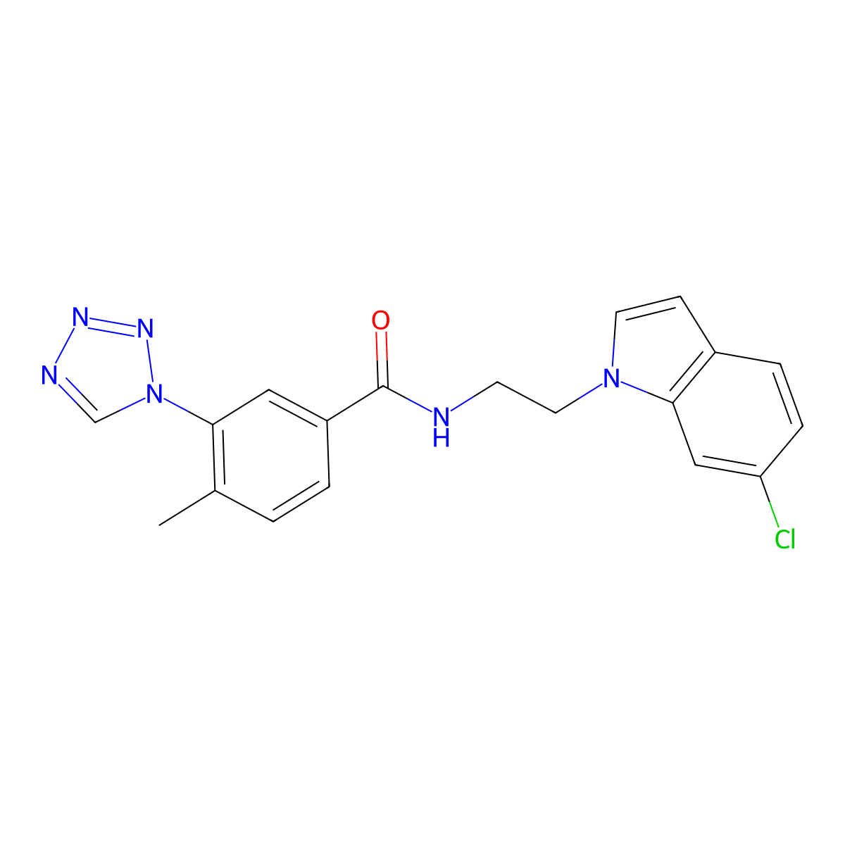 N-[2-(6-chloro-1H-indol-1-yl)ethyl]-4-methyl-3-(1H-tetrazol-1-yl)benzamide molecular structure, CAS 1351698-77-5