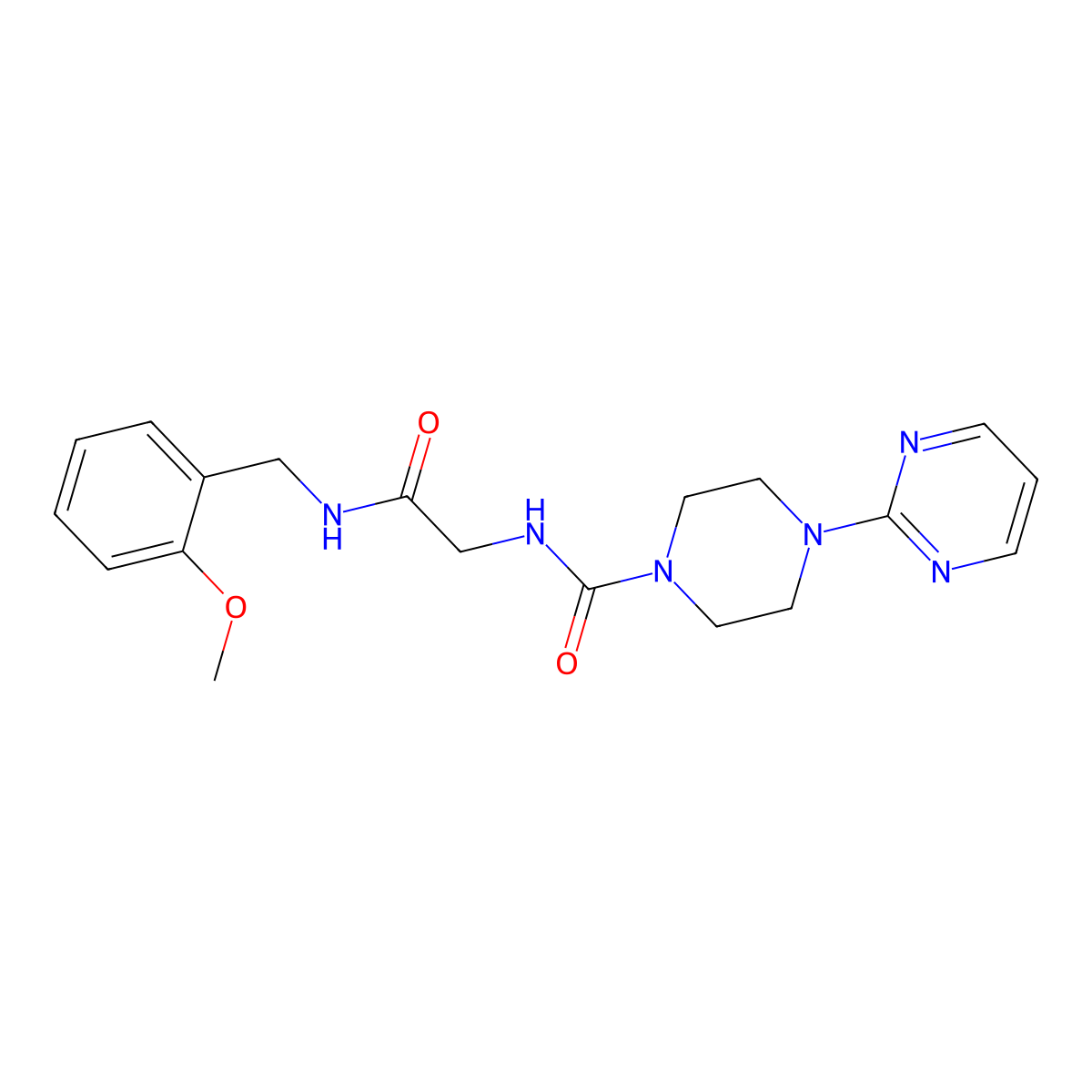 N-{2-[(2-methoxybenzyl)amino]-2-oxoethyl}-4-(pyrimidin-2-yl)piperazine-1-carboxamide molecular structure, CAS 1351698-78-6
