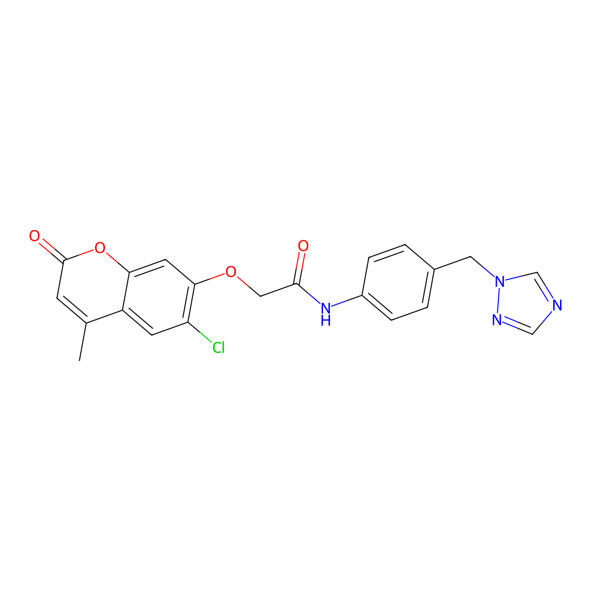 2-[(6-chloro-4-methyl-2-oxo-2H-chromen-7-yl)oxy]-N-[4-(1H-1,2,4-triazol-1-ylmethyl)phenyl]acetamide molecular structure, CAS 1351698-80-0