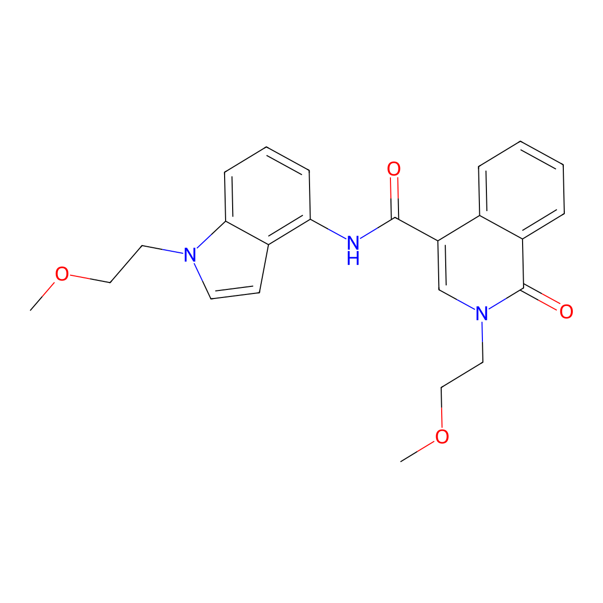 2-(2-methoxyethyl)-N-[1-(2-methoxyethyl)-1H-indol-4-yl]-1-oxo-1,2-dihydroisoquinoline-4-carboxamide molecular structure, CAS 1351698-92-4