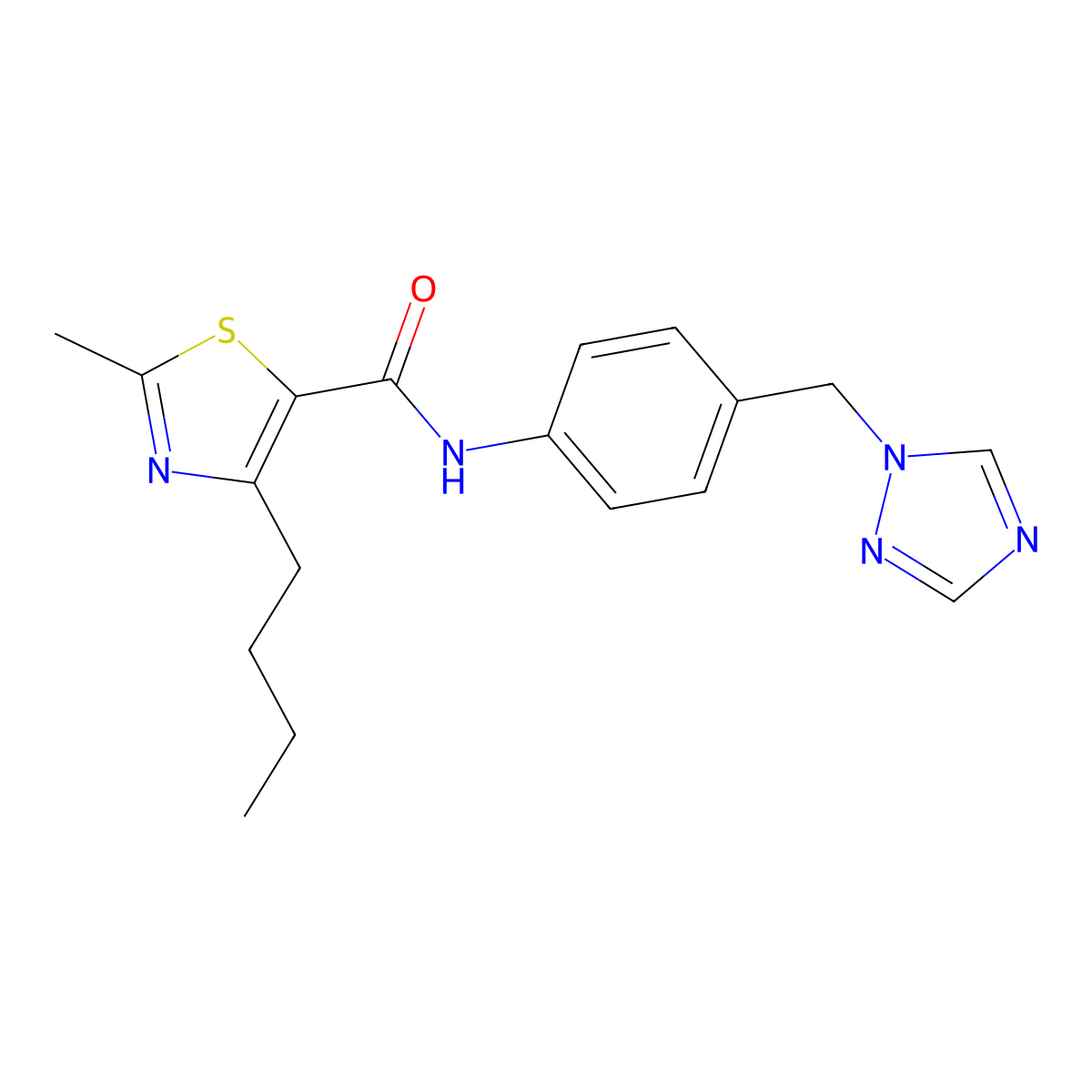 4-butyl-2-methyl-N-[4-(1H-1,2,4-triazol-1-ylmethyl)phenyl]-1,3-thiazole-5-carboxamide molecular structure, CAS 1351698-98-0