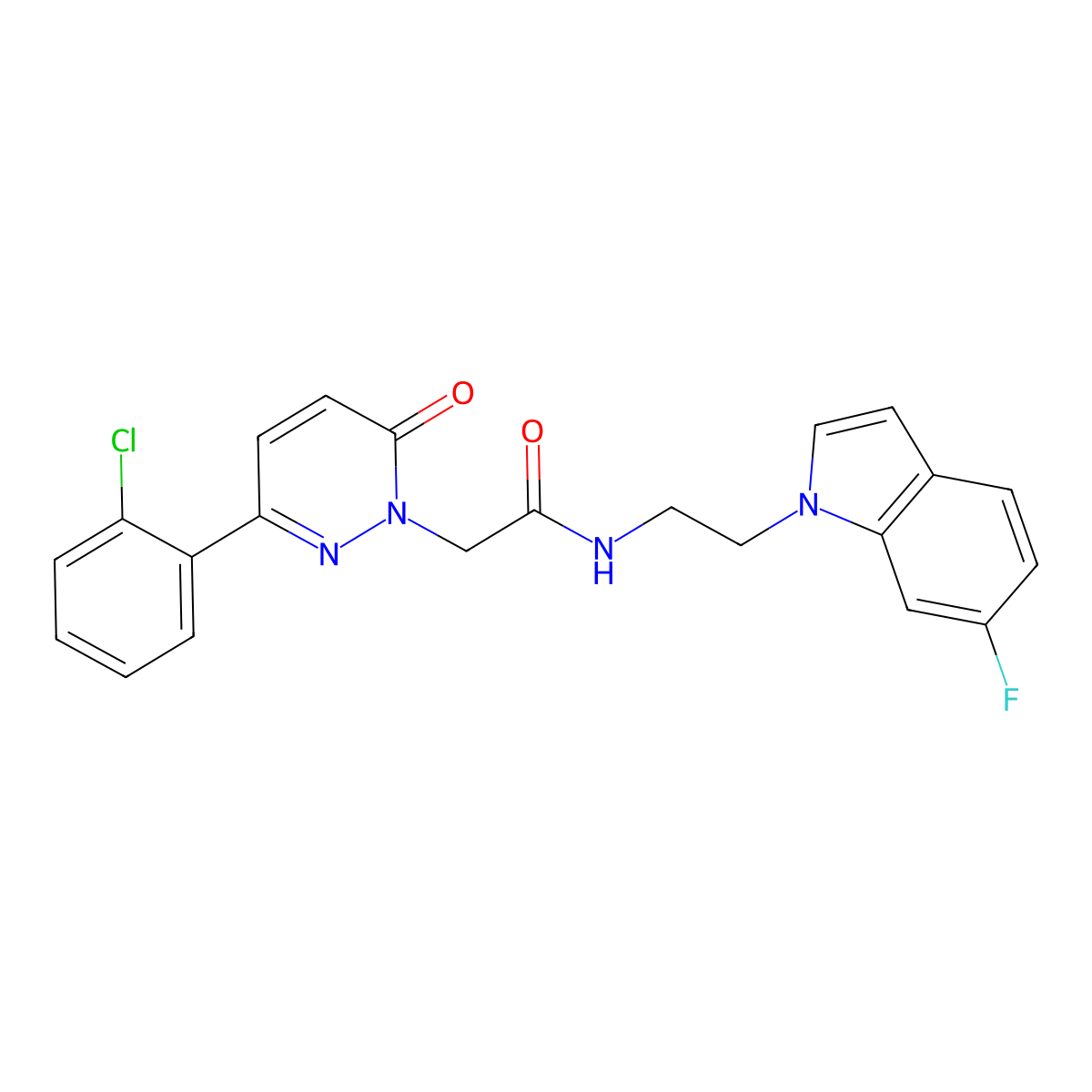 2-[3-(2-chlorophenyl)-6-oxo-1(6H)-pyridazinyl]-N-[2-(6-fluoro-1H-indol-1-yl)ethyl]acetamide molecular structure, CAS 1351699-07-4