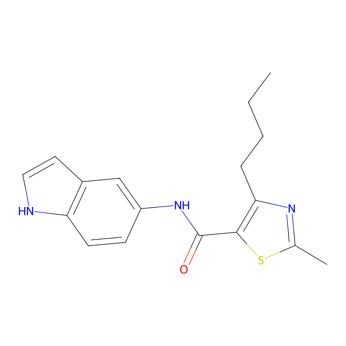 4-butyl-N-(1H-indol-5-yl)-2-methyl-1,3-thiazole-5-carboxamide molecular structure, CAS 1351699-15-4