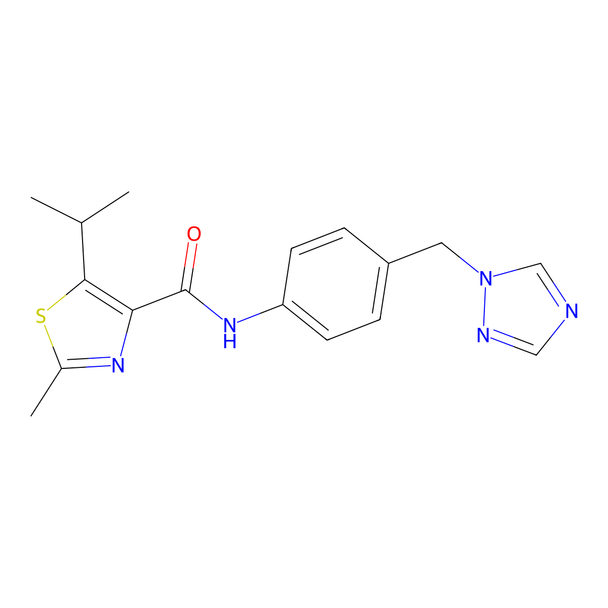 2-methyl-5-(propan-2-yl)-N-[4-(1H-1,2,4-triazol-1-ylmethyl)phenyl]-1,3-thiazole-4-carboxamide molecular structure, CAS 1351699-16-5