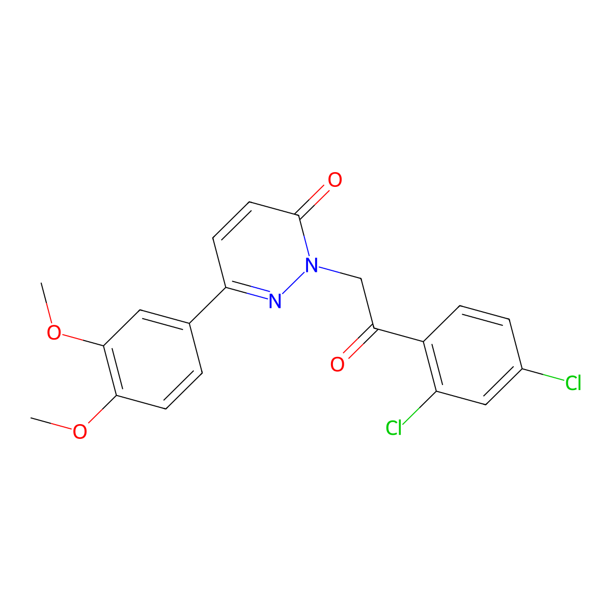 2-[2-(2,4-dichlorophenyl)-2-oxoethyl]-6-(3,4-dimethoxyphenyl)-3(2H)-pyridazinone molecular structure, CAS 1351699-18-7