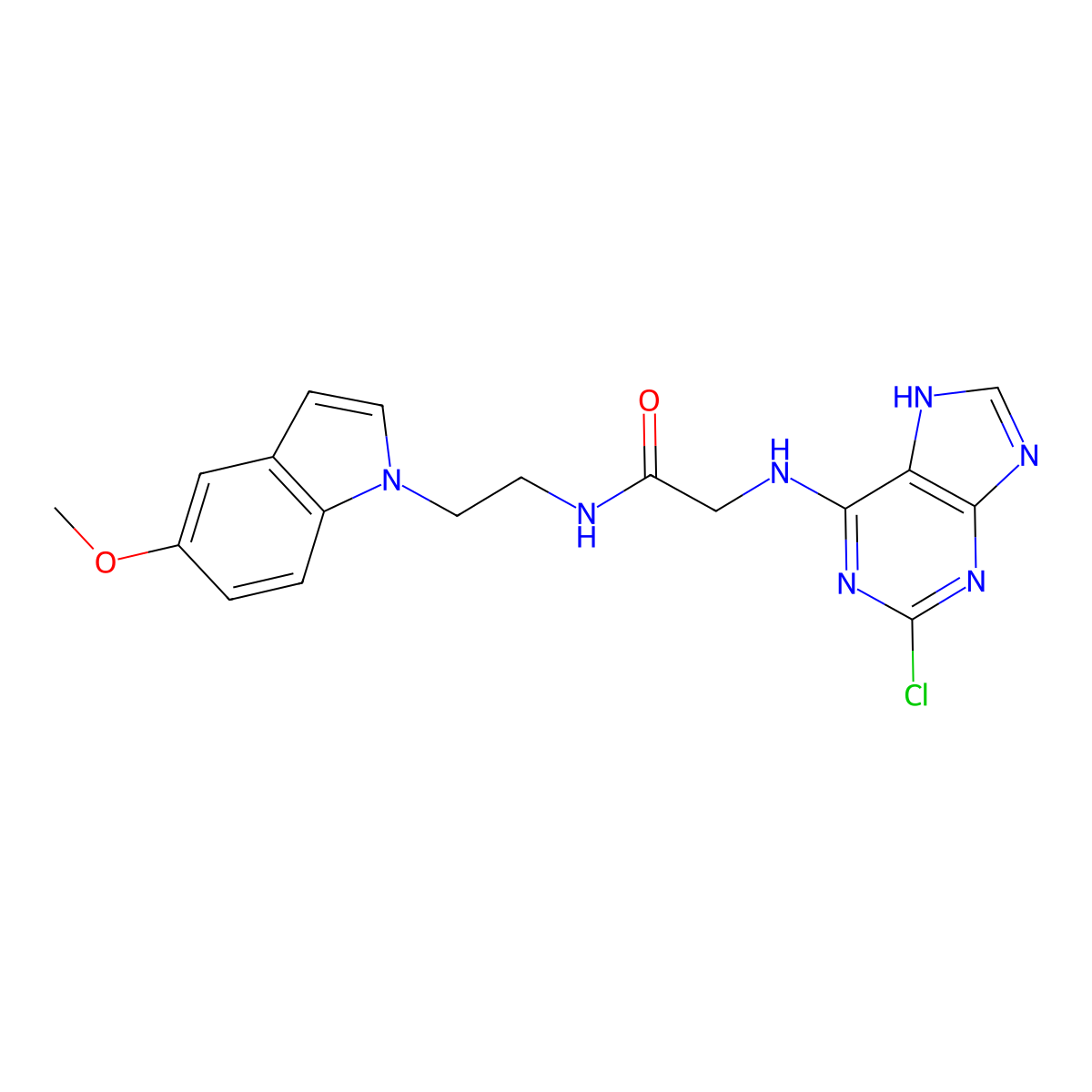 N~2~-(2-chloro-7H-purin-6-yl)-N-[2-(5-methoxy-1H-indol-1-yl)ethyl]glycinamide molecular structure, CAS 1351699-24-5