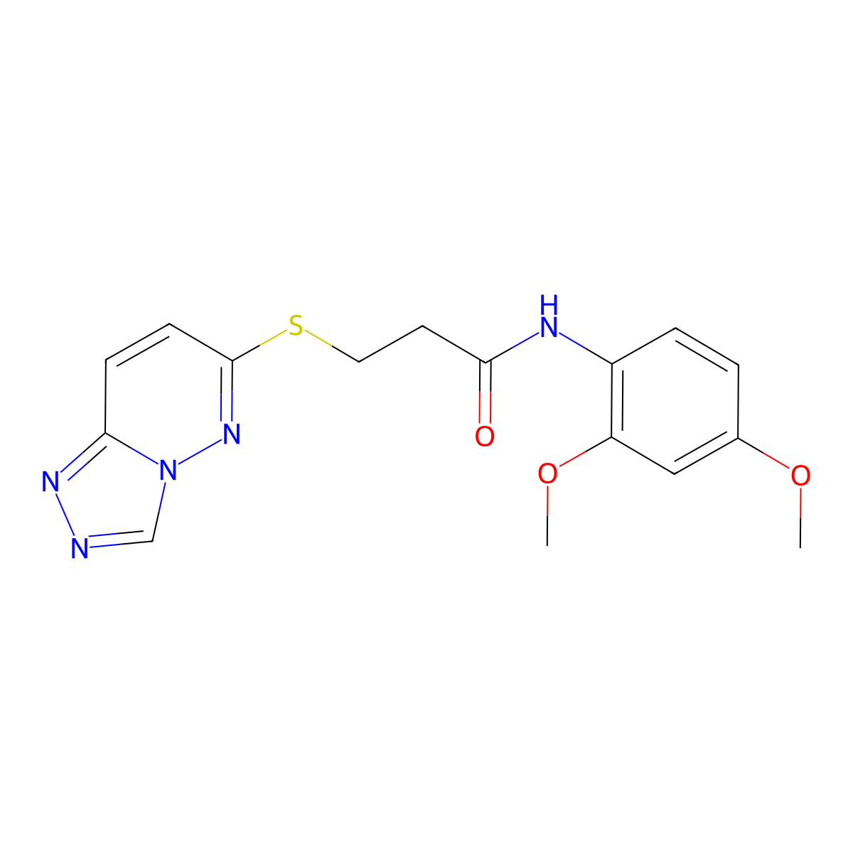N-(2,4-dimethoxyphenyl)-3-([1,2,4]triazolo[4,3-b]pyridazin-6-ylsulfanyl)propanamide molecular structure, CAS 1351699-25-6