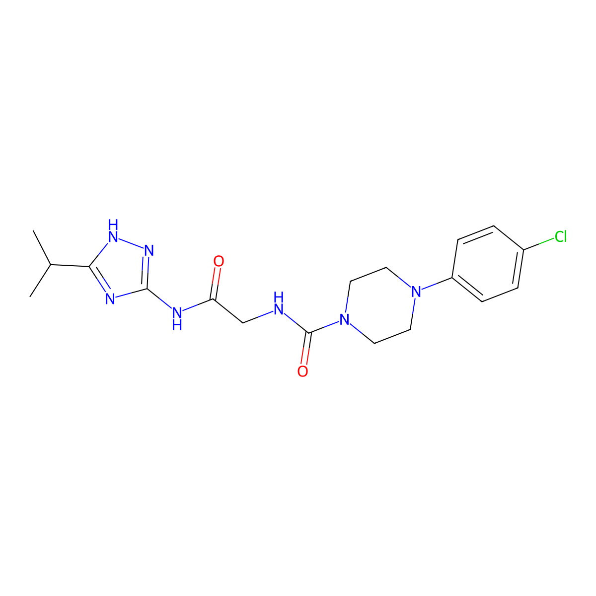 4-(4-chlorophenyl)-N-(2-oxo-2-{[3-(propan-2-yl)-1H-1,2,4-triazol-5-yl]amino}ethyl)piperazine-1-carboxamide molecular structure, CAS 1351699-26-7
