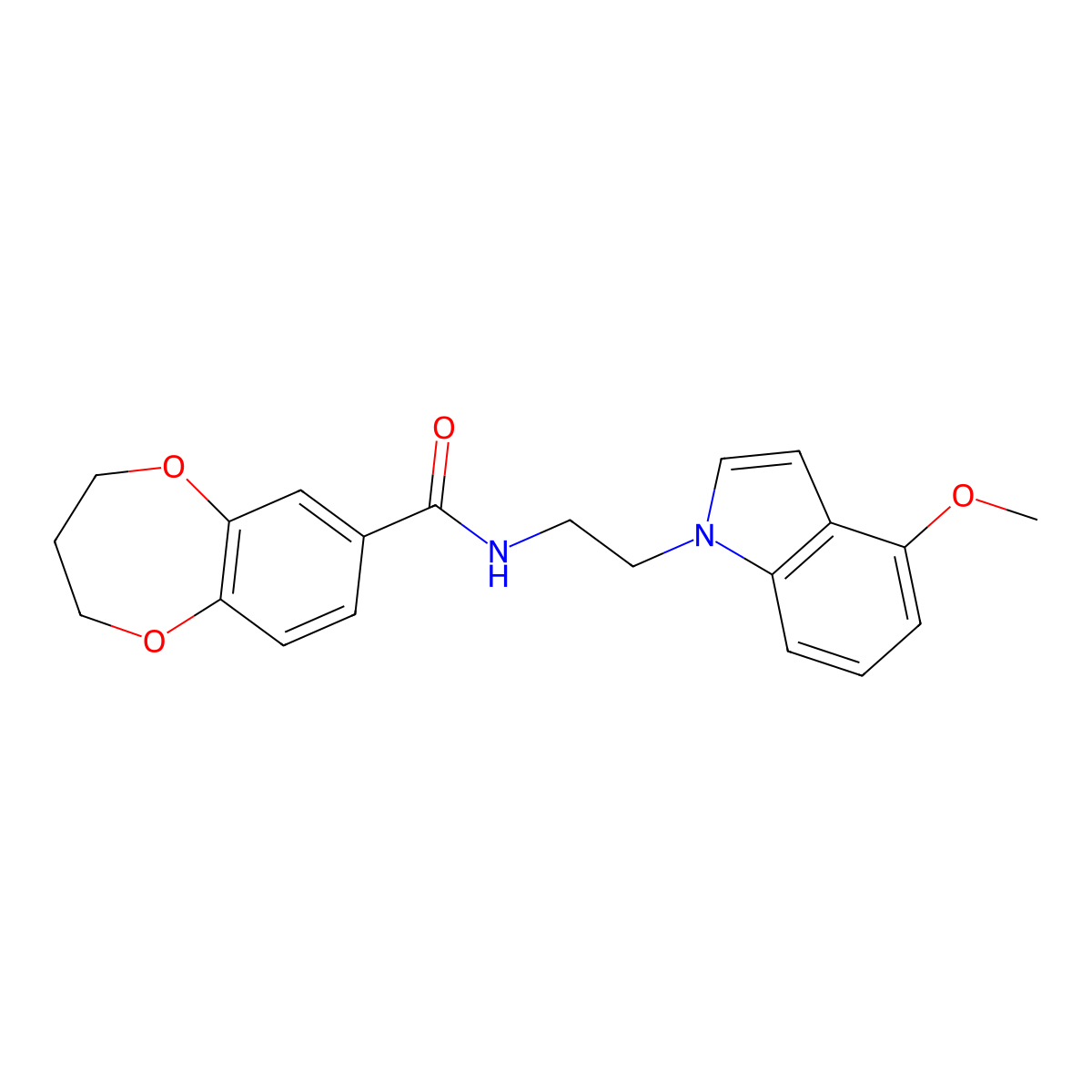 N-[2-(4-methoxy-1H-indol-1-yl)ethyl]-3,4-dihydro-2H-1,5-benzodioxepine-7-carboxamide molecular structure, CAS 1351699-48-3