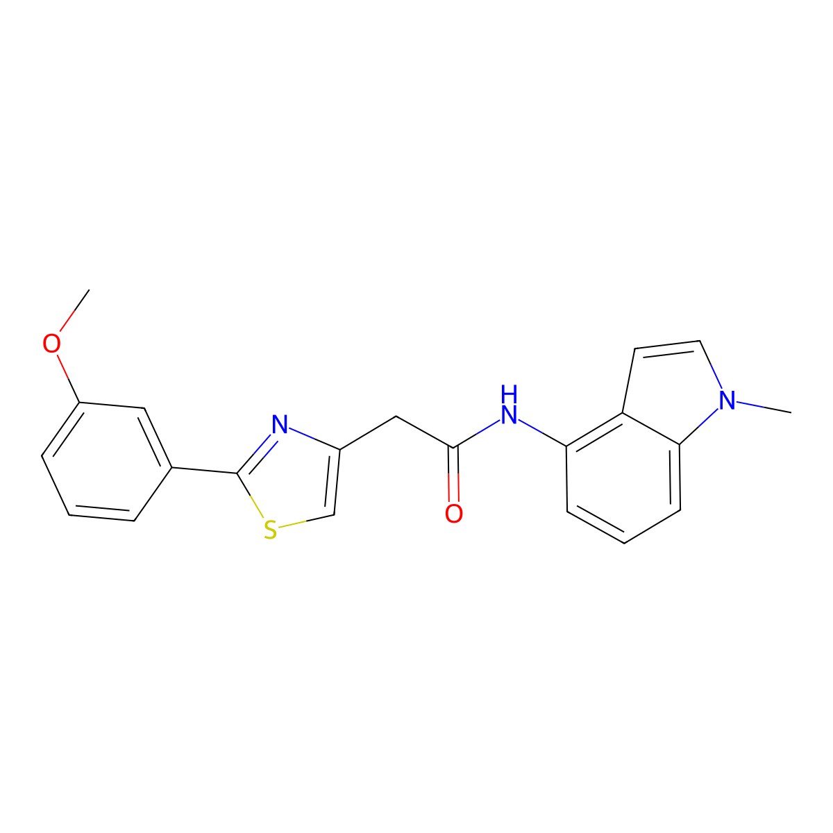 2-[2-(3-methoxyphenyl)-1,3-thiazol-4-yl]-N-(1-methyl-1H-indol-4-yl)acetamide molecular structure, CAS 1351699-55-2