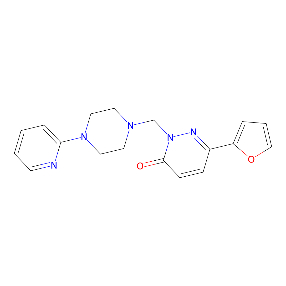 6-(furan-2-yl)-2-{[4-(pyridin-2-yl)piperazin-1-yl]methyl}pyridazin-3(2H)-one molecular structure, CAS 1351699-56-3