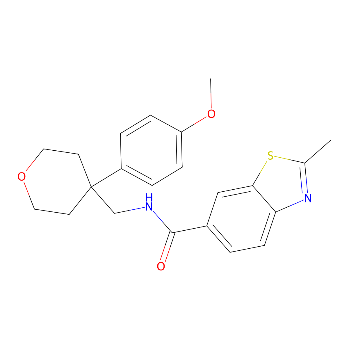 N-{[4-(4-methoxyphenyl)tetrahydro-2H-pyran-4-yl]methyl}-2-methyl-1,3-benzothiazole-6-carboxamide molecular structure, CAS 1351699-73-4