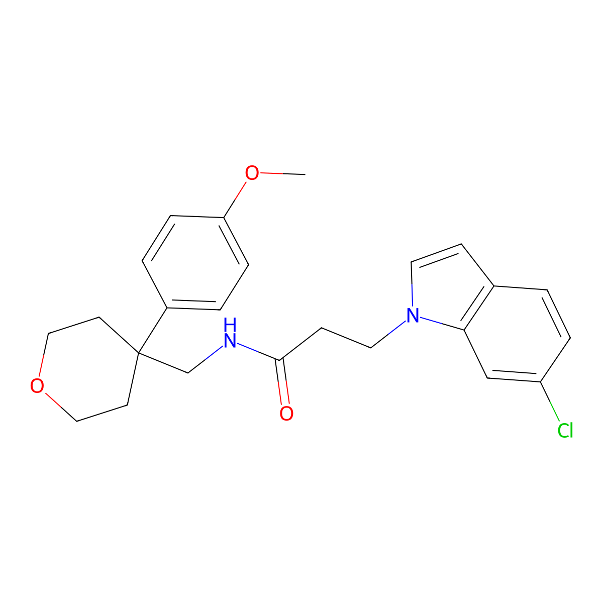 3-(6-chloro-1H-indol-1-yl)-N-{[4-(4-methoxyphenyl)tetrahydro-2H-pyran-4-yl]methyl}propanamide molecular structure, CAS 1351699-75-6