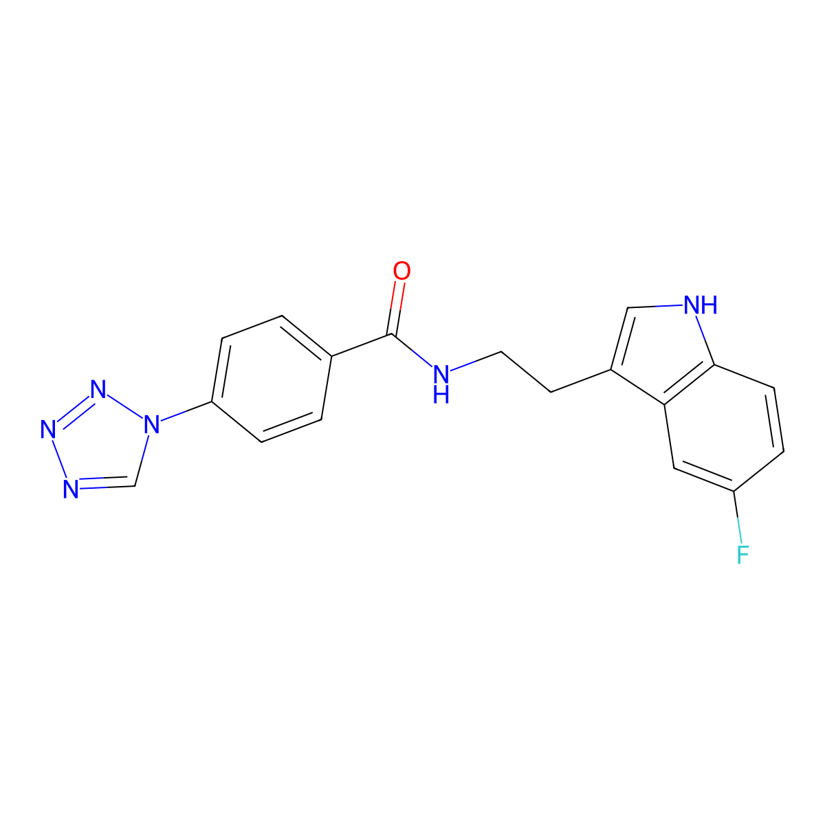 N-[2-(5-fluoro-1H-indol-3-yl)ethyl]-4-(1H-1,2,3,4-tetraazol-1-yl)benzamide molecular structure, CAS 1351699-77-8