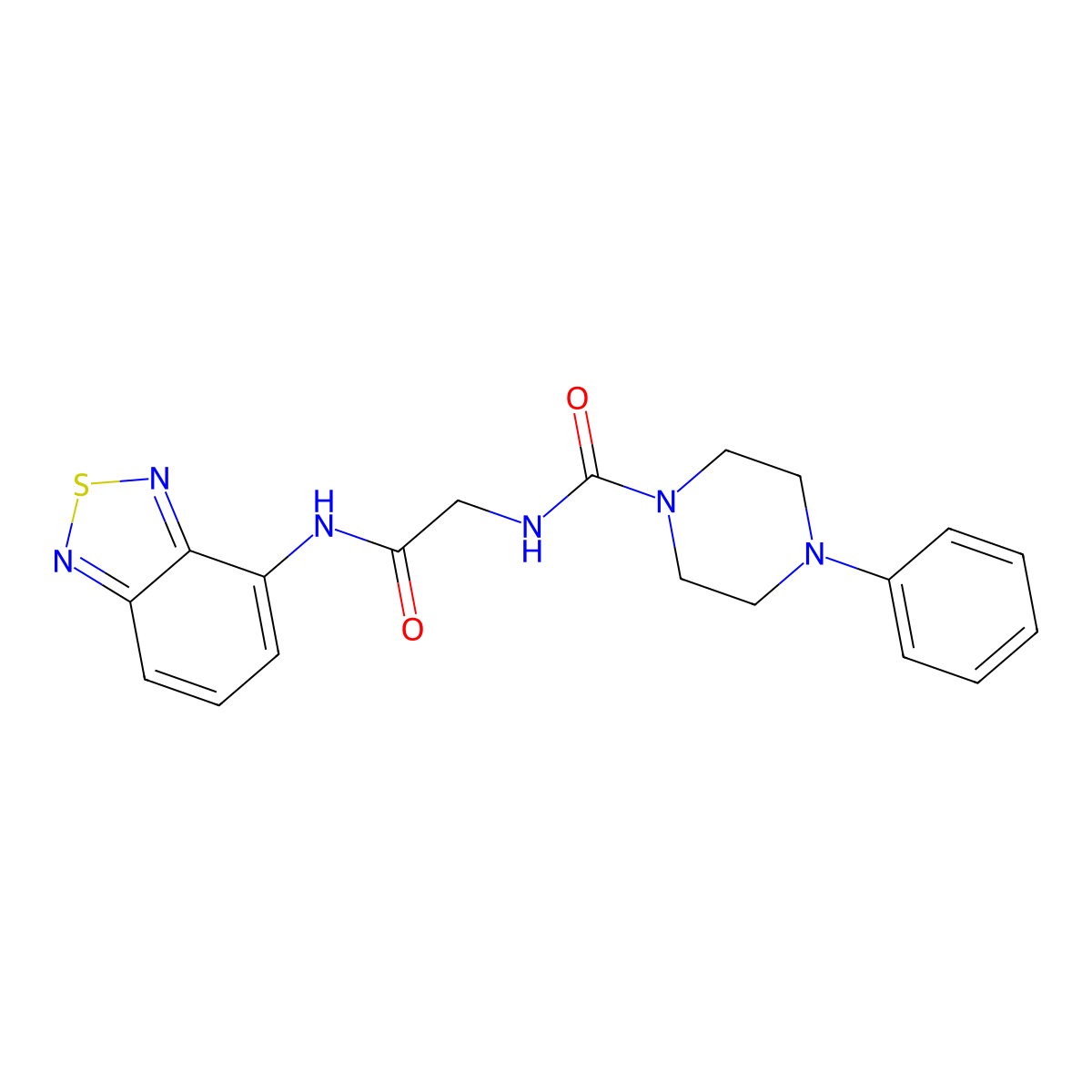 N-[2-(2,1,3-benzothiadiazol-4-ylamino)-2-oxoethyl]-4-phenylpiperazine-1-carboxamide molecular structure, CAS 1351699-79-0