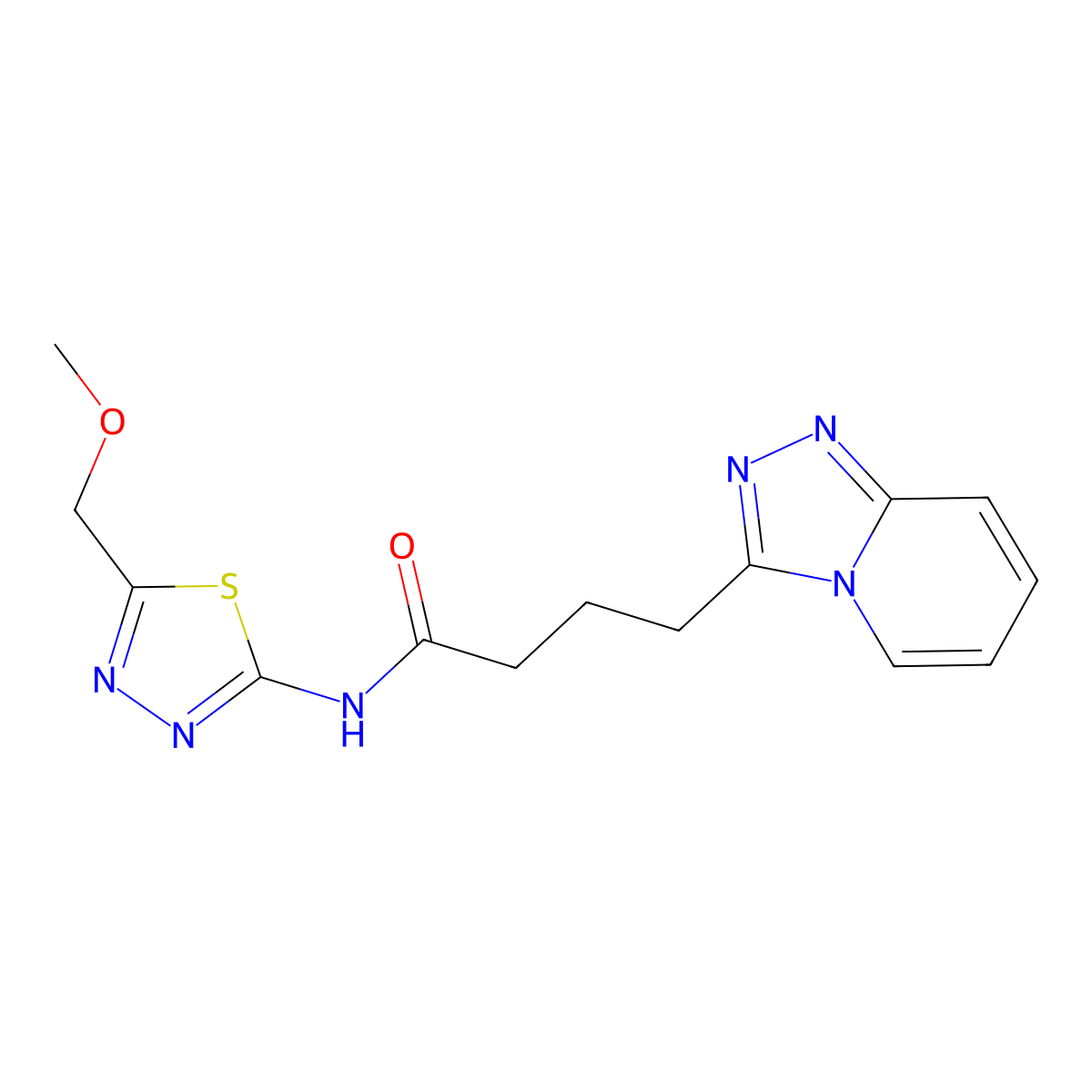 4-([1,2,4]triazolo[4,3-a]pyridin-3-yl)-N-(5-(methoxymethyl)-1,3,4-thiadiazol-2-yl)butanamide molecular structure, CAS 1351699-94-9