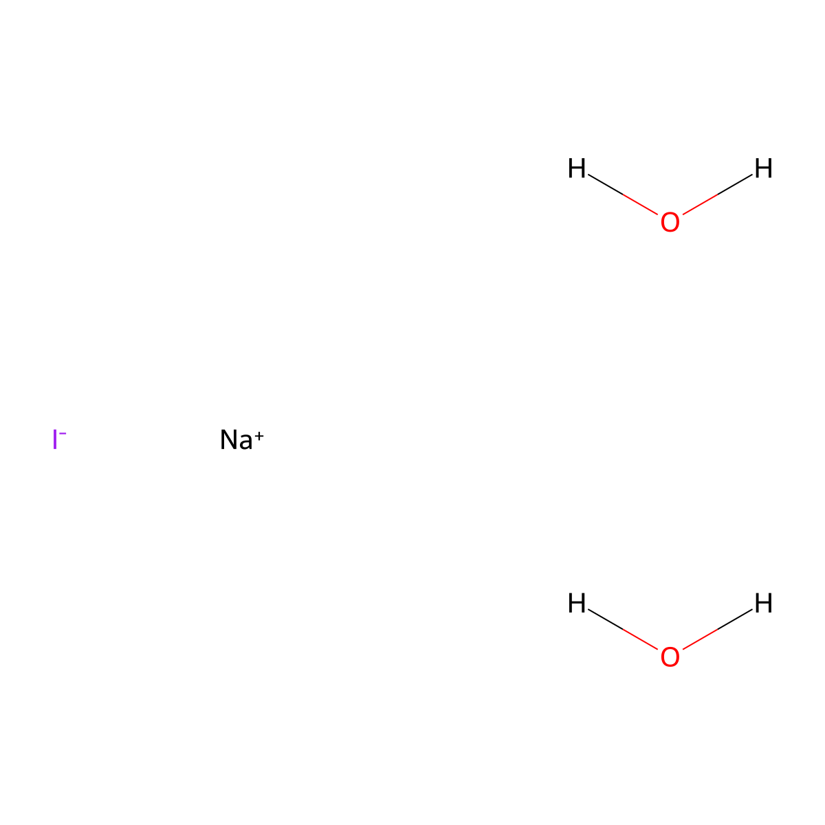 Sodium iodide dihydrate molecular structure, CAS 13517-06-1