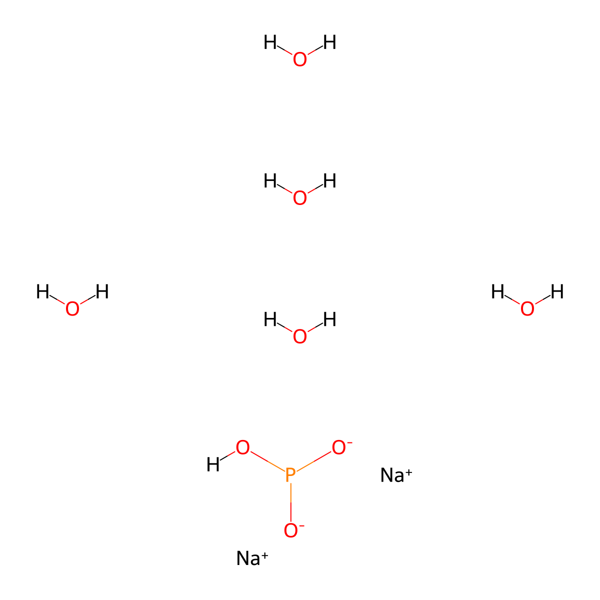 Phosphonic acid, disodium salt, pentahydrate molecular structure, CAS 13517-23-2