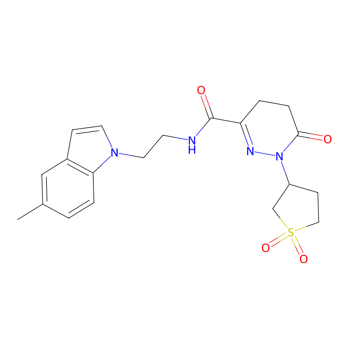 1-(1,1-dioxidotetrahydrothiophen-3-yl)-N-[2-(5-methyl-1H-indol-1-yl)ethyl]-6-oxo-1,4,5,6-tetrahydropyridazine-3-carboxamide molecular structure, CAS 1351700-03-2