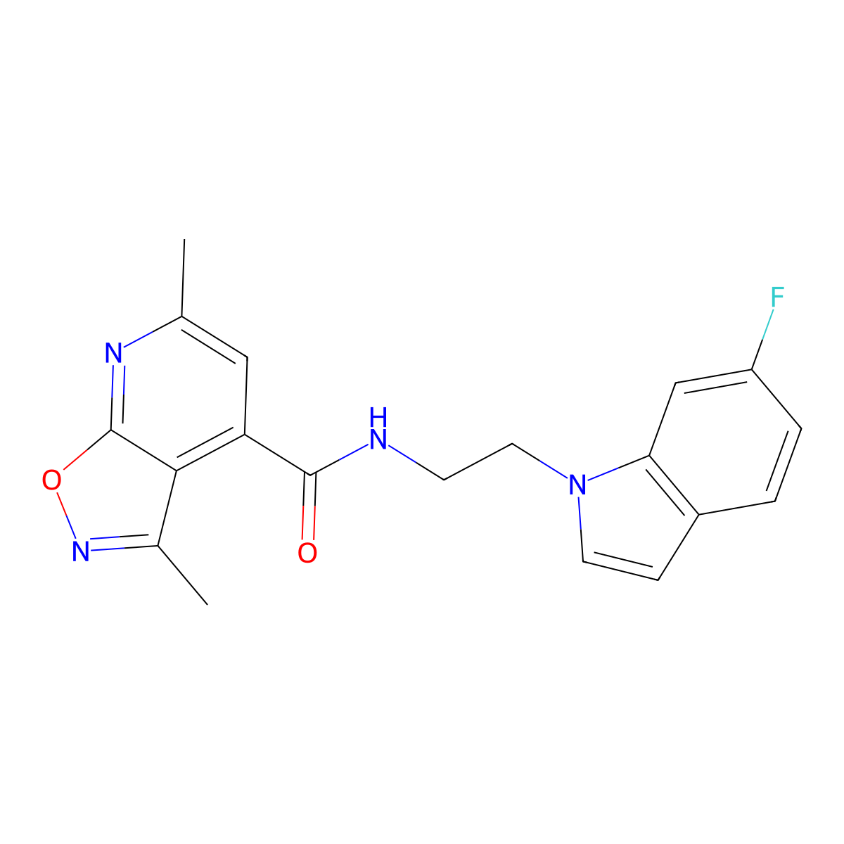 N-[2-(6-fluoro-1H-indol-1-yl)ethyl]-3,6-dimethyl[1,2]oxazolo[5,4-b]pyridine-4-carboxamide molecular structure, CAS 1351700-05-4