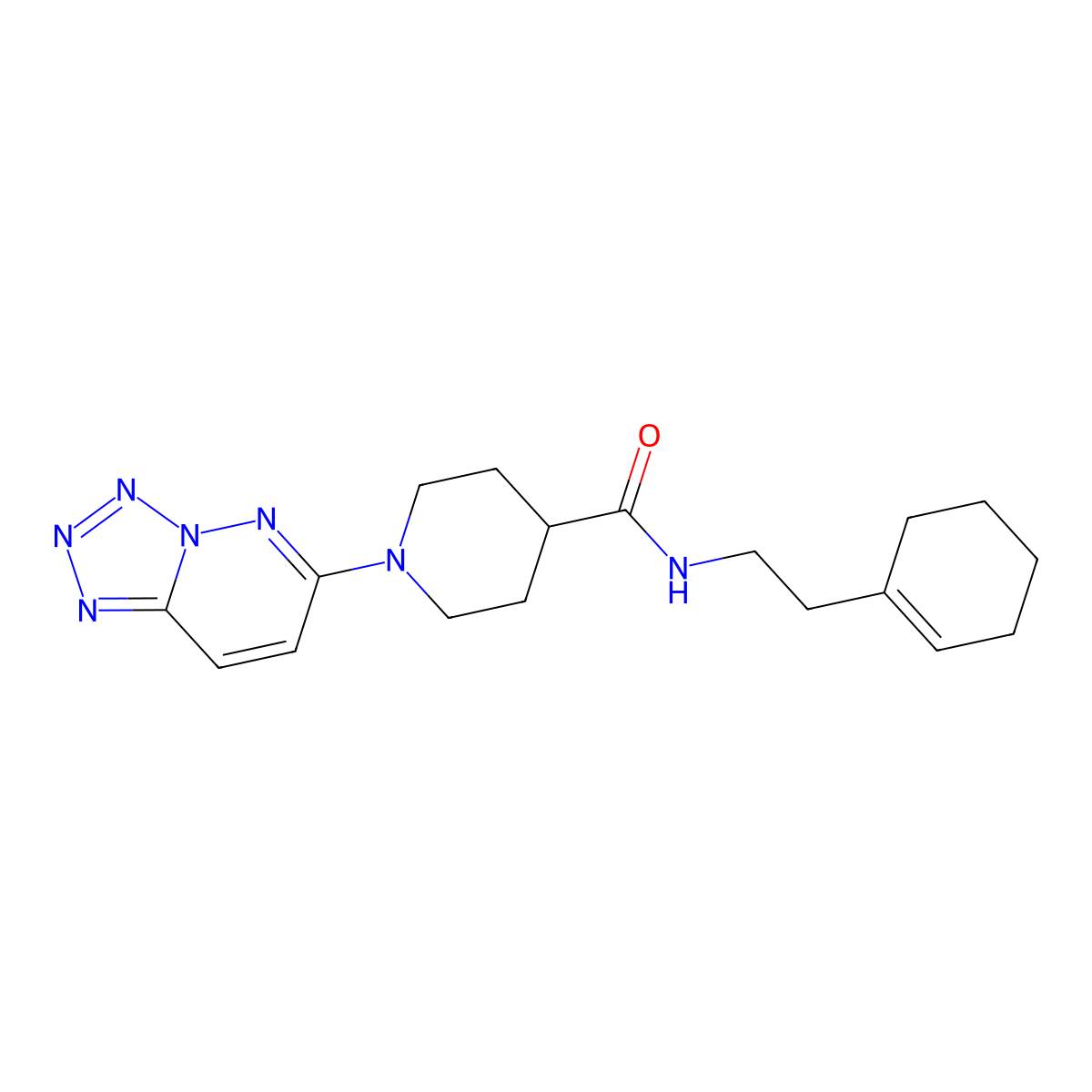 N-(2-(cyclohex-1-en-1-yl)ethyl)-1-(tetrazolo[1,5-b]pyridazin-6-yl)piperidine-4-carboxamide molecular structure, CAS 1351700-25-8