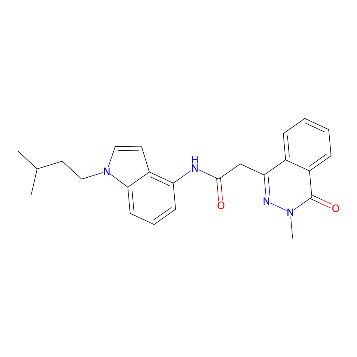 N-[1-(3-methylbutyl)-1H-indol-4-yl]-2-(3-methyl-4-oxo-3,4-dihydrophthalazin-1-yl)acetamide molecular structure, CAS 1351700-27-0