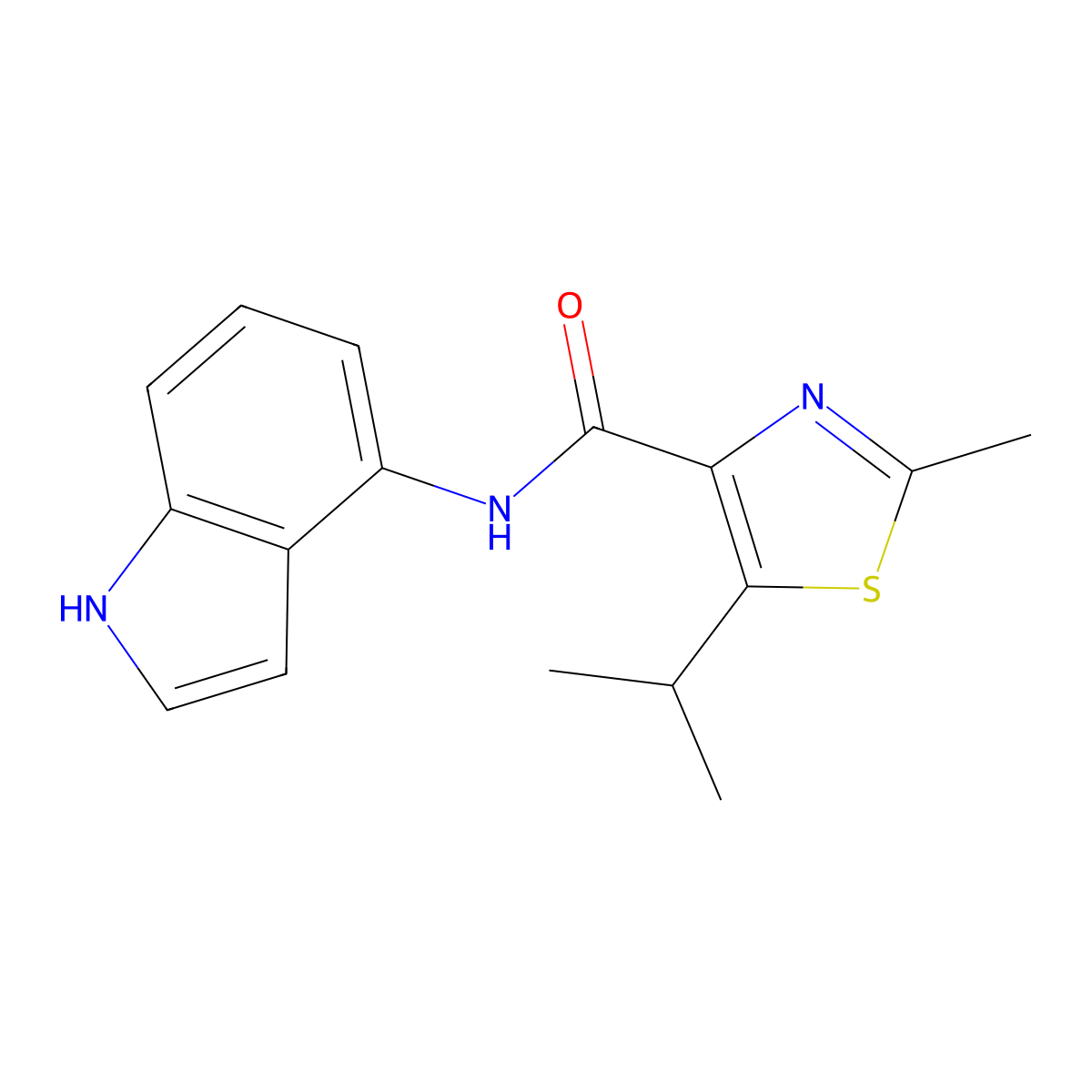 N-(1H-indol-4-yl)-2-methyl-5-(propan-2-yl)-1,3-thiazole-4-carboxamide molecular structure, CAS 1351700-34-9