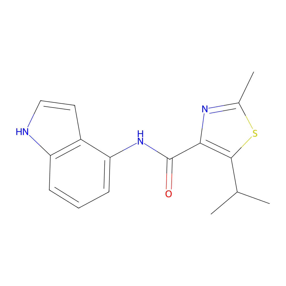 N-(1H-indol-4-yl)-2-methyl-5-(propan-2-yl)-1,3-thiazole-4-carboxamide molecular structure, CAS 1351700-34-9
