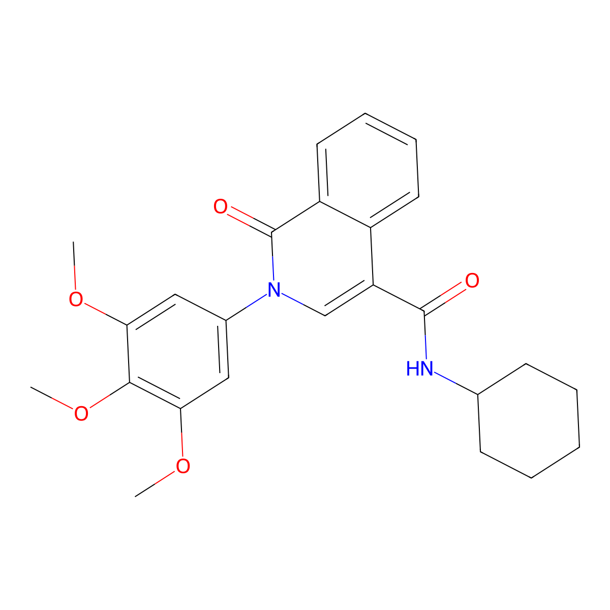 N-cyclohexyl-1-oxo-2-(3,4,5-trimethoxyphenyl)-1,2-dihydroisoquinoline-4-carboxamide molecular structure, CAS 1351700-44-1