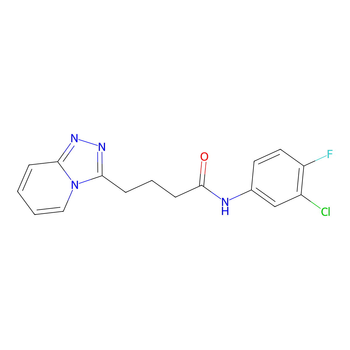 4-([1,2,4]triazolo[4,3-a]pyridin-3-yl)-N-(3-chloro-4-fluorophenyl)butanamide molecular structure, CAS 1351700-45-2