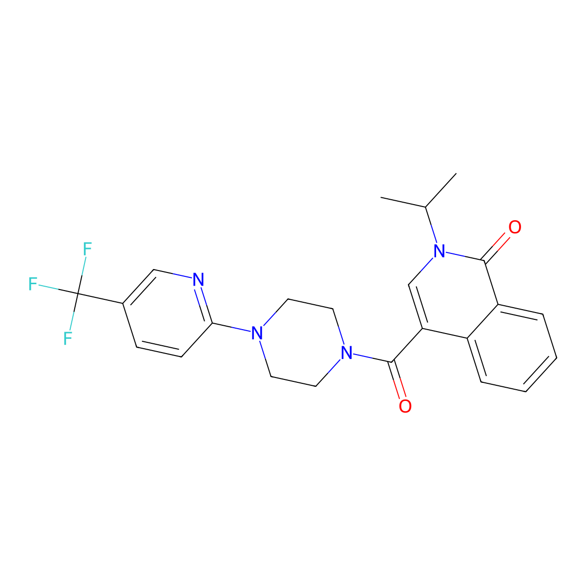 2-isopropyl-4-({4-[5-(trifluoromethyl)-2-pyridyl]piperazino}carbonyl)-1(2H)-isoquinolinone molecular structure, CAS 1351700-47-4