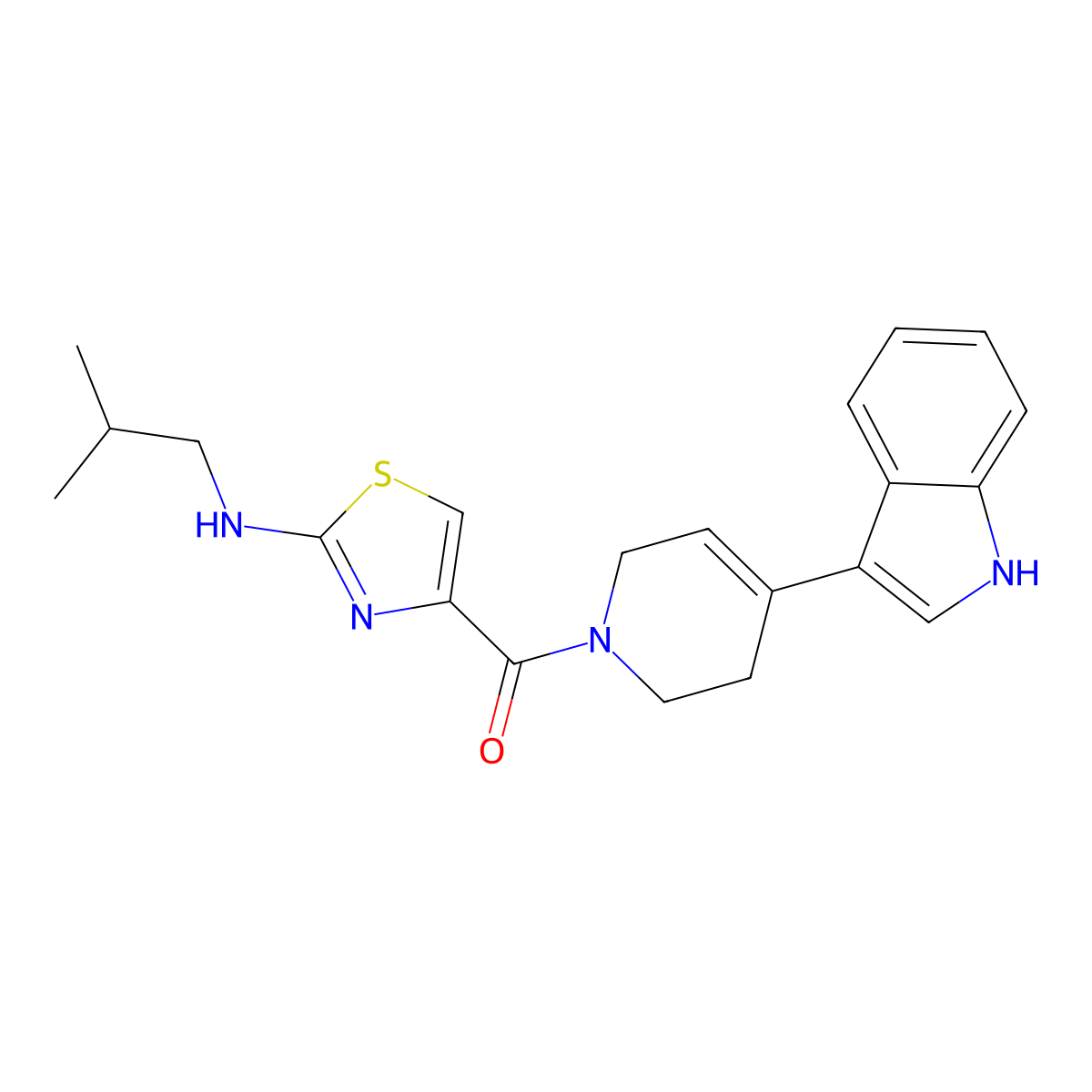 [4-(1H-indol-3-yl)-3,6-dihydro-1(2H)-pyridinyl][2-(isobutylamino)-1,3-thiazol-4-yl]methanone molecular structure, CAS 1351700-52-1