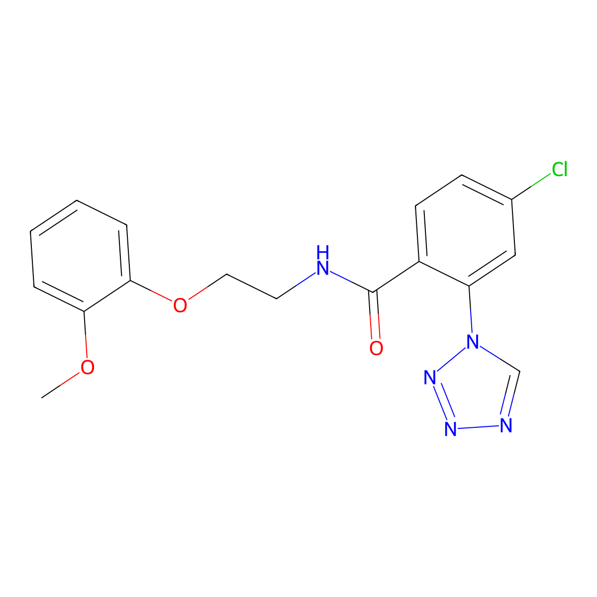 4-chloro-N-[2-(2-methoxyphenoxy)ethyl]-2-(1H-1,2,3,4-tetraazol-1-yl)benzamide molecular structure, CAS 1351700-55-4