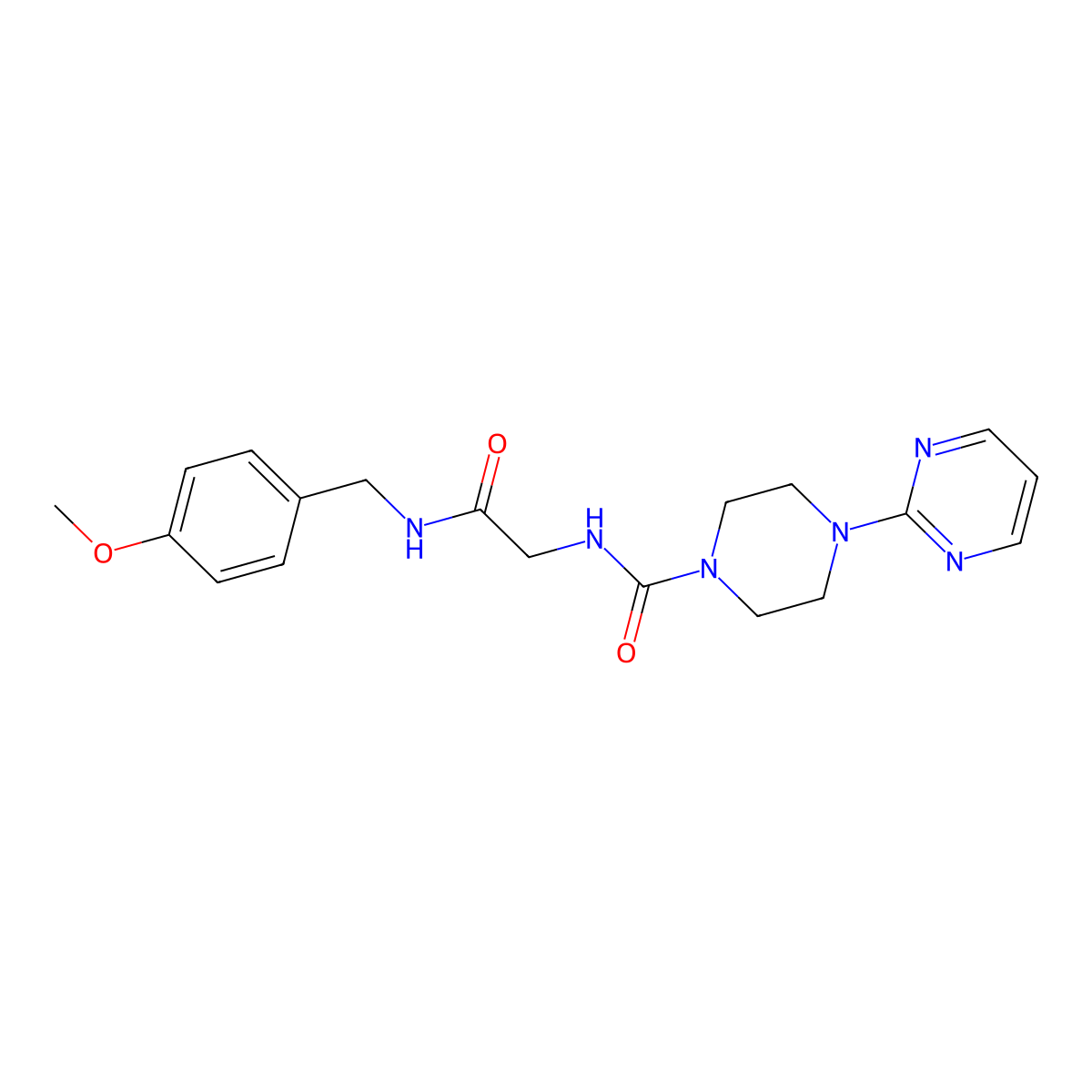 N-{2-[(4-methoxybenzyl)amino]-2-oxoethyl}-4-(pyrimidin-2-yl)piperazine-1-carboxamide molecular structure, CAS 1351700-59-8