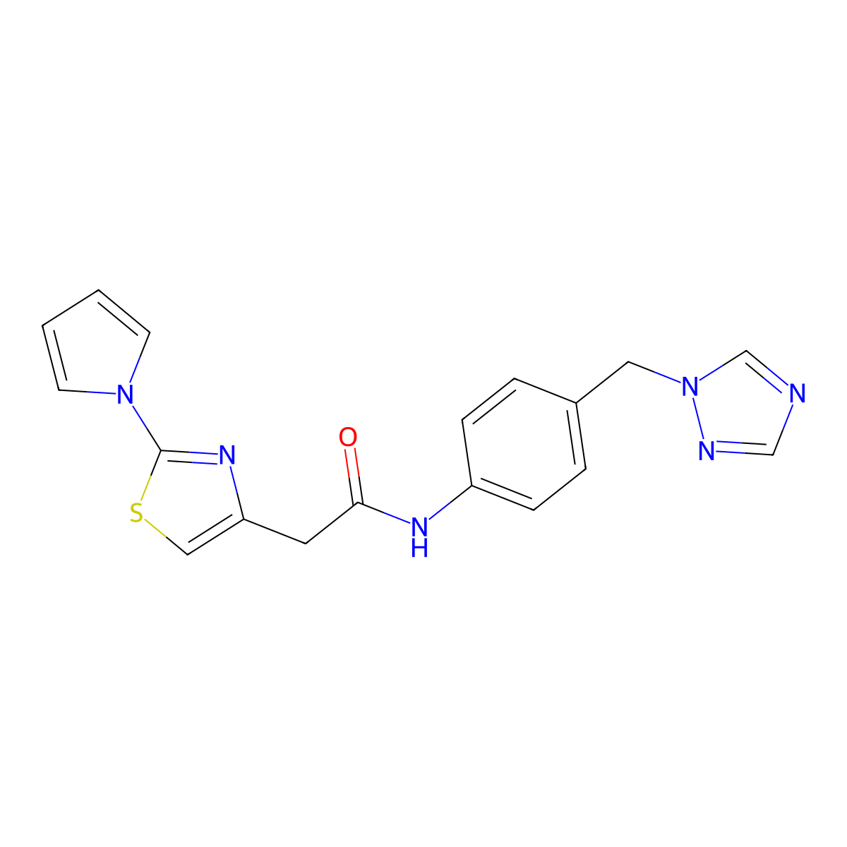 2-[2-(1H-pyrrol-1-yl)-1,3-thiazol-4-yl]-N-[4-(1H-1,2,4-triazol-1-ylmethyl)phenyl]acetamide molecular structure, CAS 1351700-62-3