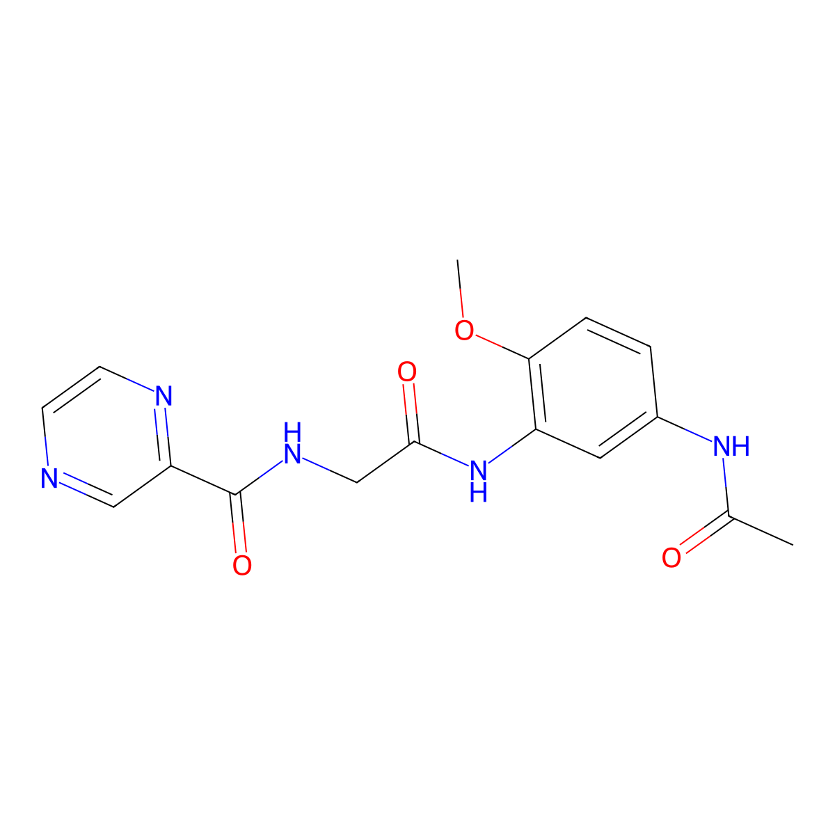 N-(2-{[5-(acetylamino)-2-methoxyphenyl]amino}-2-oxoethyl)pyrazine-2-carboxamide molecular structure, CAS 1351700-68-9