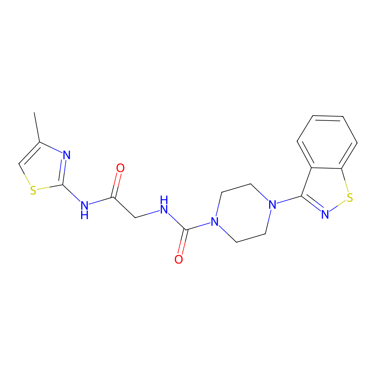 4-(benzo[d]isothiazol-3-yl)-N-(2-((4-methylthiazol-2-yl)amino)-2-oxoethyl)piperazine-1-carboxamide molecular structure, CAS 1351700-69-0