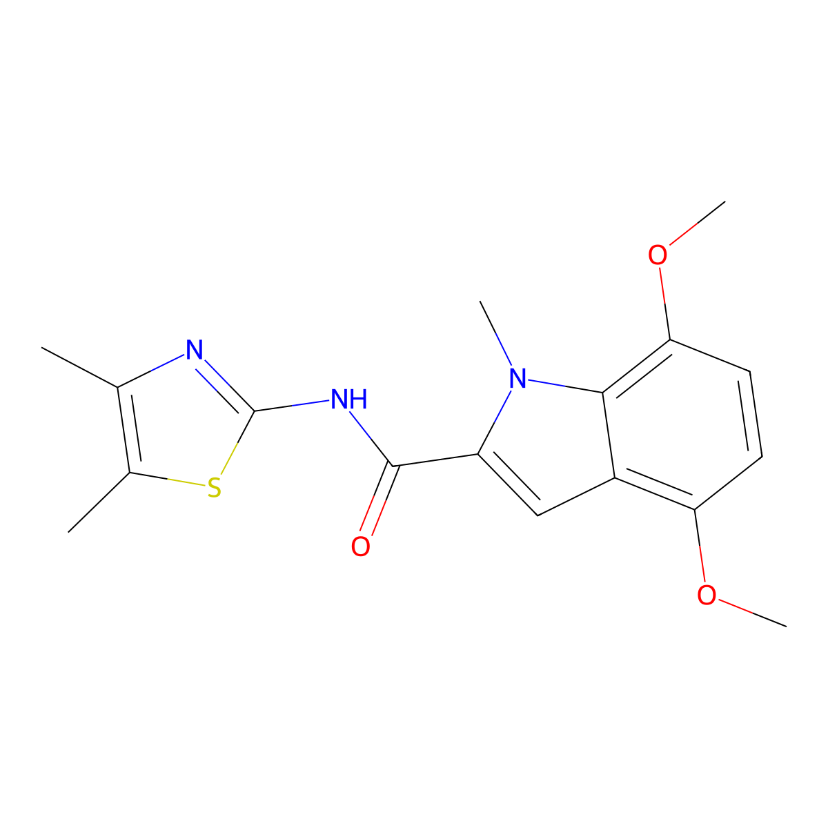 N-(4,5-dimethylthiazol-2-yl)-4,7-dimethoxy-1-methyl-1H-indole-2-carboxamide molecular structure, CAS 1351700-81-6