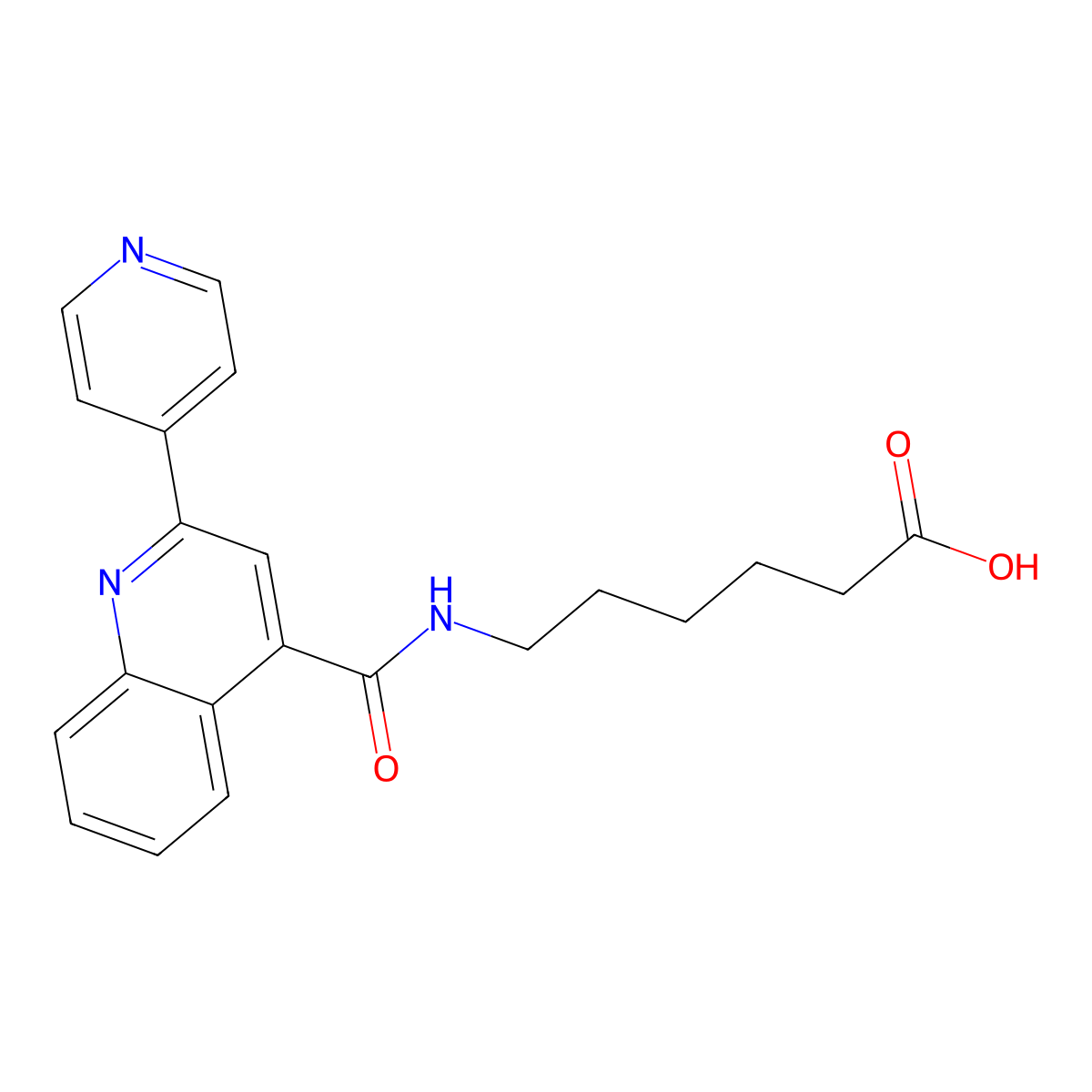 6-({[2-(Pyridin-4-yl)quinolin-4-yl]carbonyl}amino)hexanoic acid molecular structure, CAS 1351700-87-2