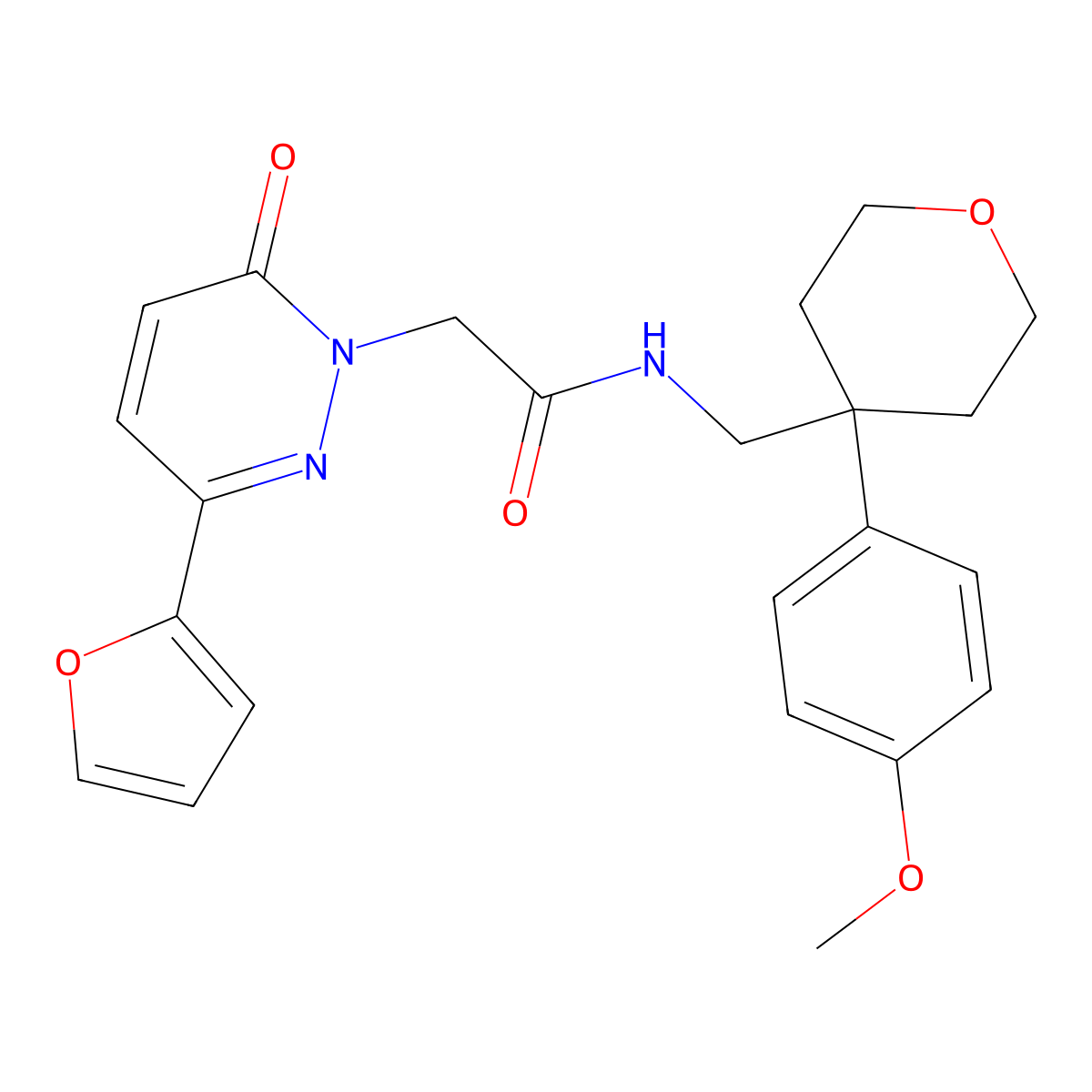 2-[3-(2-furyl)-6-oxo-1(6H)-pyridazinyl]-N-{[4-(4-methoxyphenyl)tetrahydro-2H-pyran-4-yl]methyl}acetamide molecular structure, CAS 1351700-92-9