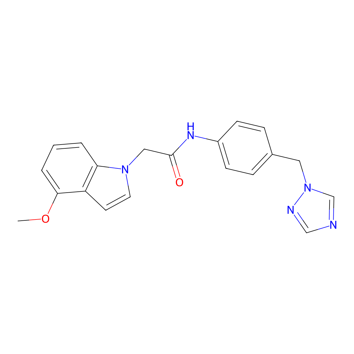 2-(4-methoxy-1H-indol-1-yl)-N-[4-(1H-1,2,4-triazol-1-ylmethyl)phenyl]acetamide molecular structure, CAS 1351700-93-0