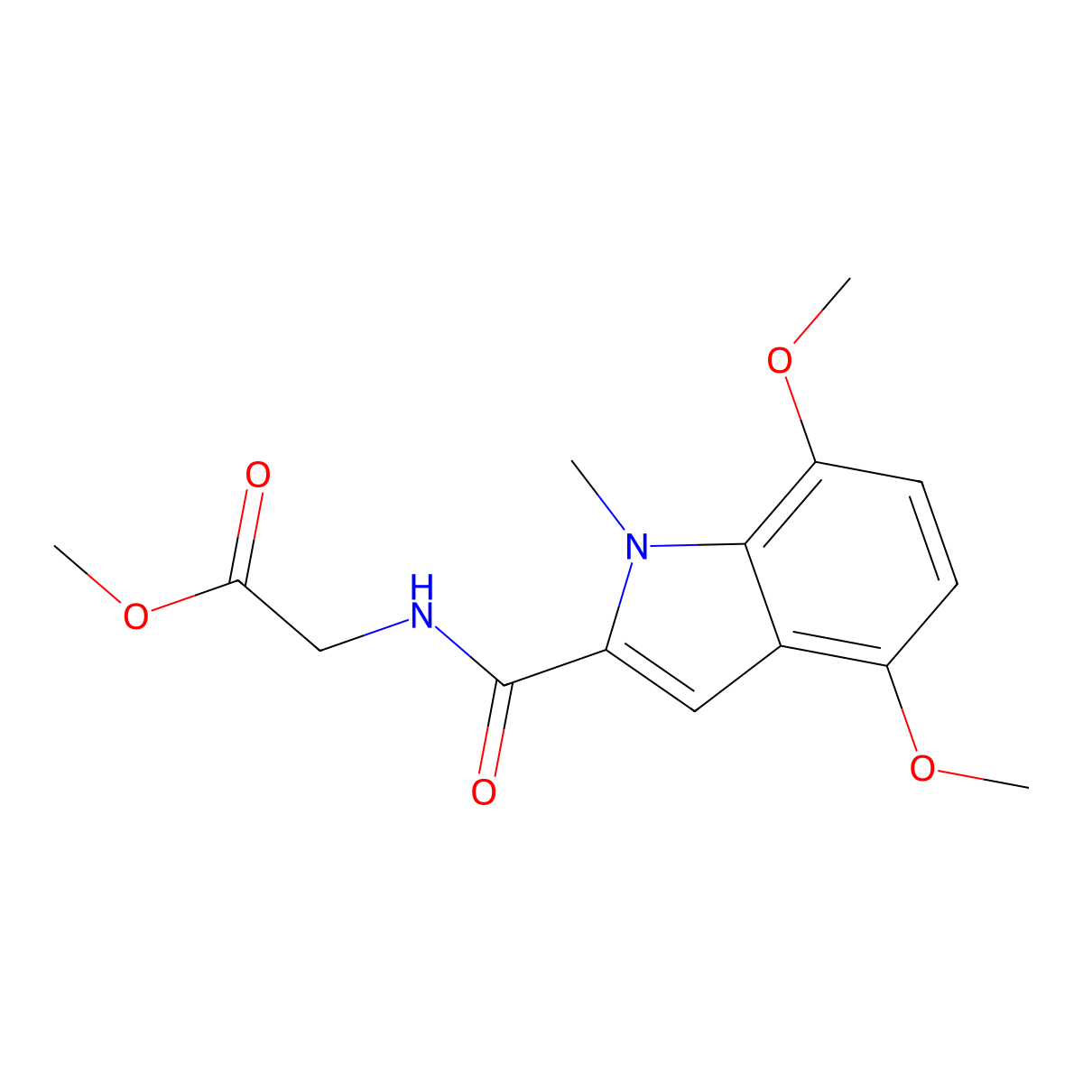 methyl N-[(4,7-dimethoxy-1-methyl-1H-indol-2-yl)carbonyl]glycinate molecular structure, CAS 1351700-94-1