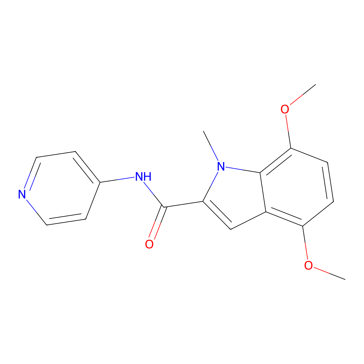 4,7-dimethoxy-1-methyl-N-(pyridin-4-yl)-1H-indole-2-carboxamide molecular structure, CAS 1351701-01-3