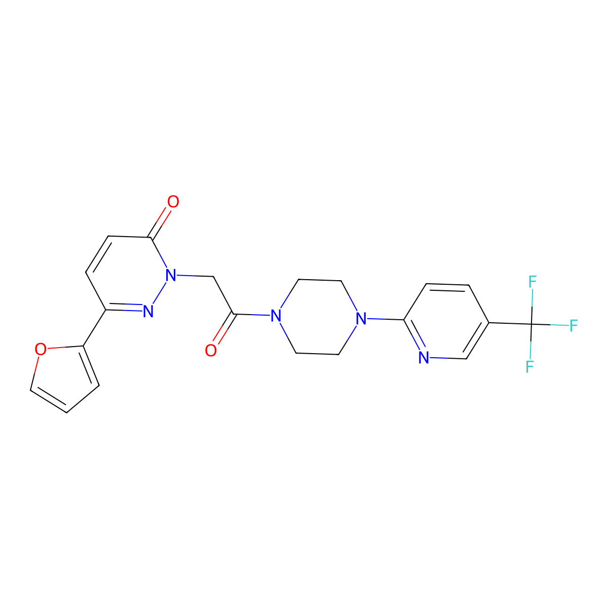 6-(2-furyl)-2-(2-oxo-2-{4-[5-(trifluoromethyl)-2-pyridyl]piperazino}ethyl)-3(2H)-pyridazinone molecular structure, CAS 1351701-07-9