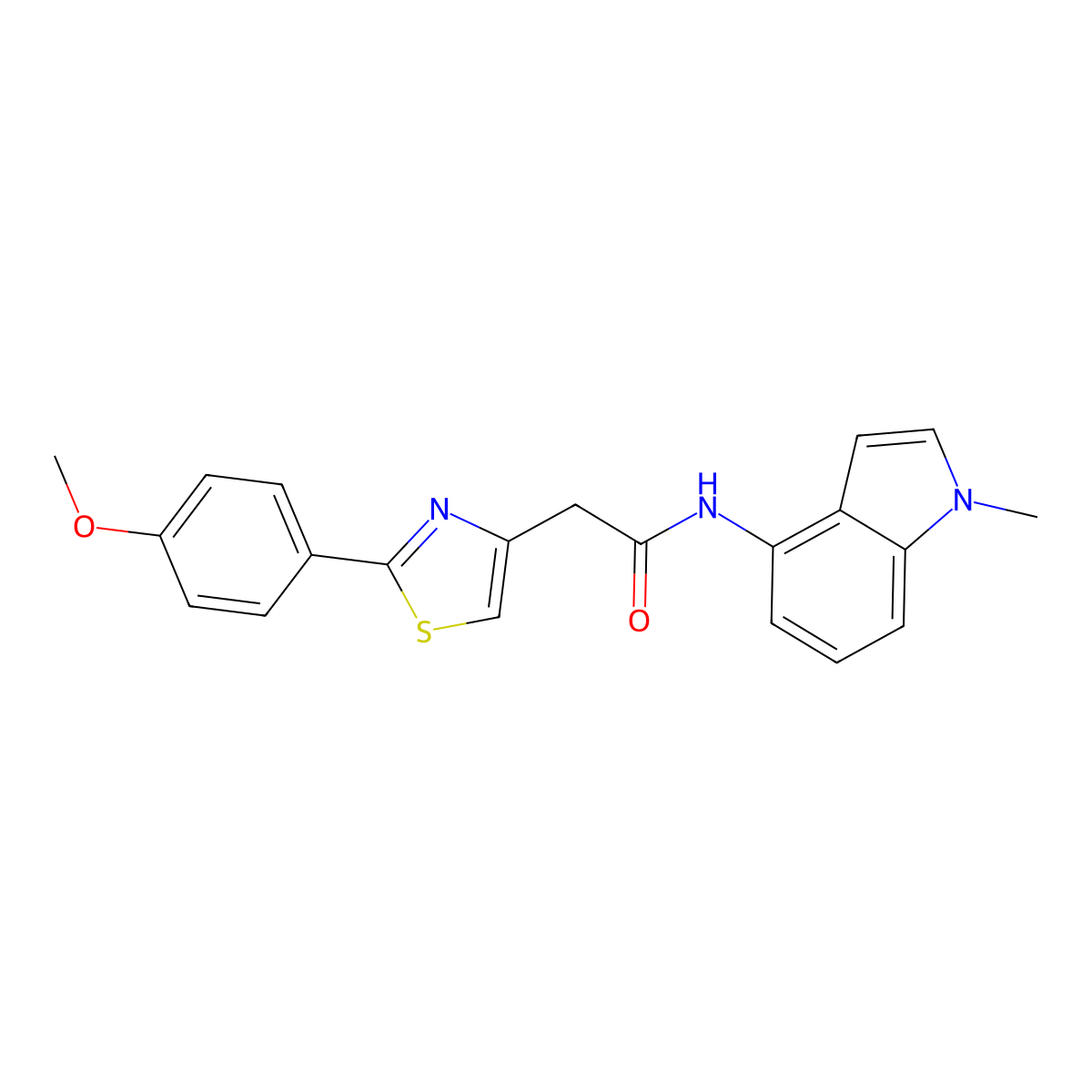 2-[2-(4-methoxyphenyl)-1,3-thiazol-4-yl]-N-(1-methyl-1H-indol-4-yl)acetamide molecular structure, CAS 1351701-13-7
