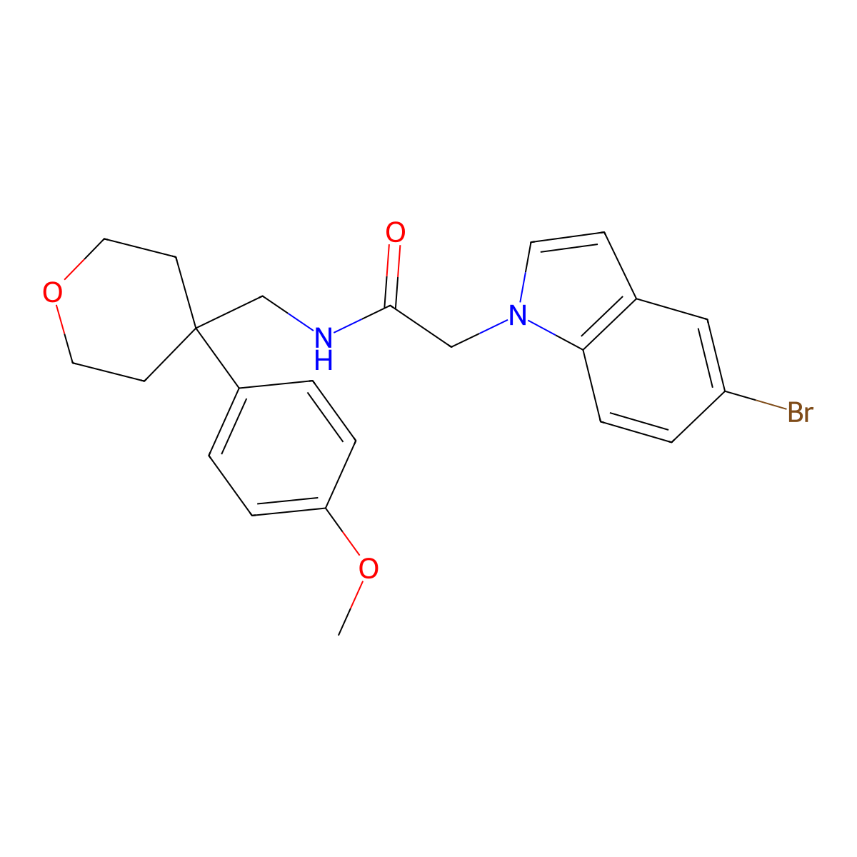 2-(5-bromo-1H-indol-1-yl)-N-{[4-(4-methoxyphenyl)tetrahydro-2H-pyran-4-yl]methyl}acetamide molecular structure, CAS 1351701-31-9